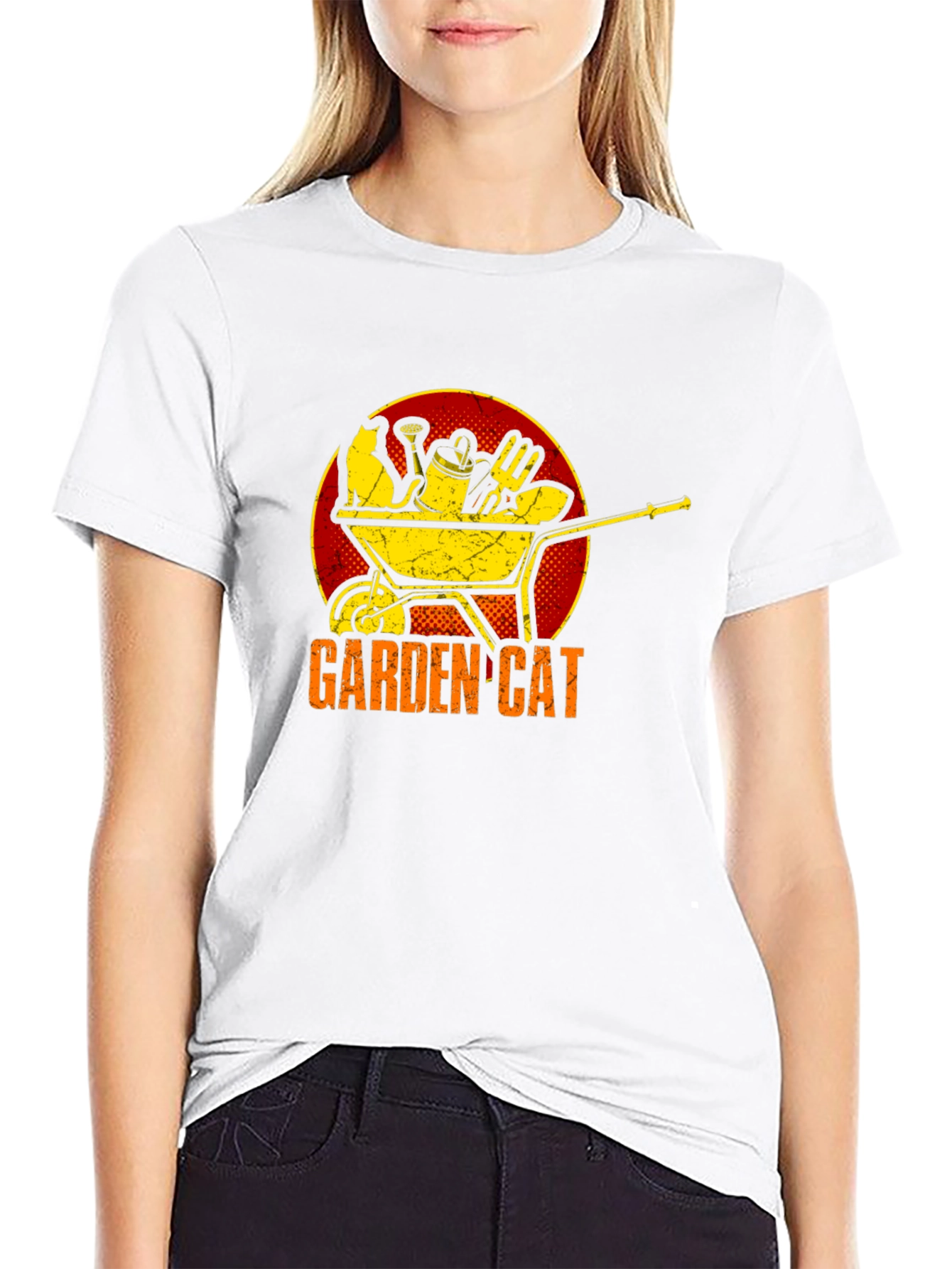 Garden Cat Graphic Tee - Wheelbarrow Design