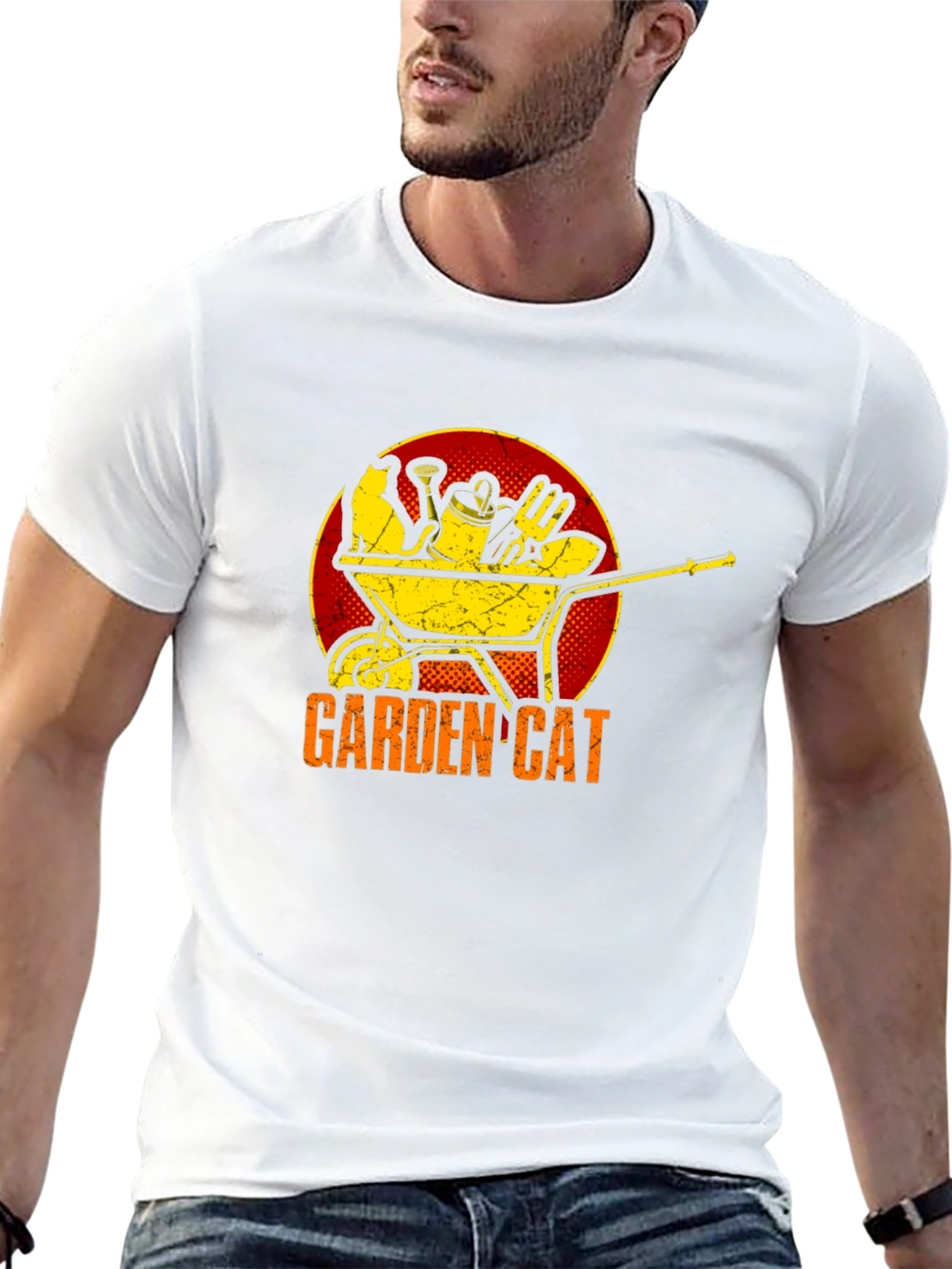 Garden Cat Graphic Tee - Wheelbarrow Design