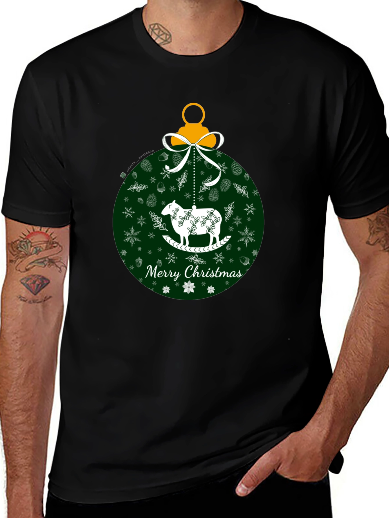 Merry Christmas Sheep Ornament Graphic Tee
