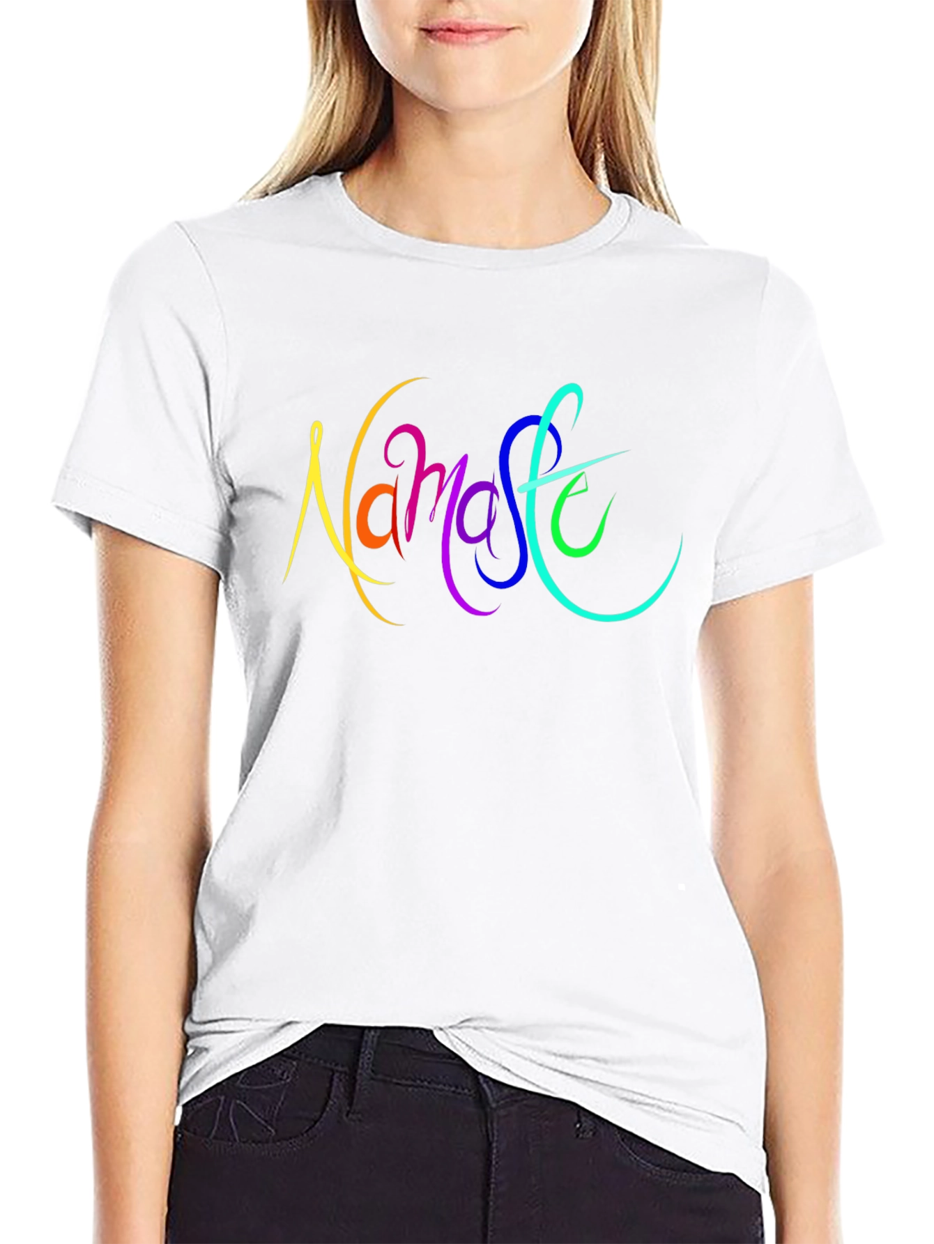Namaste Rainbow Graphic Black T-Shirt