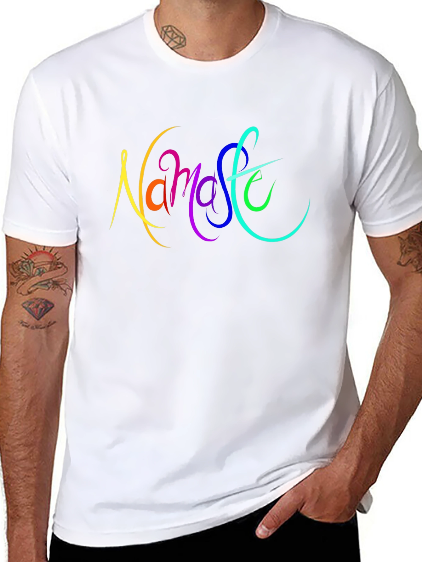 Namaste Rainbow Graphic Black T-Shirt