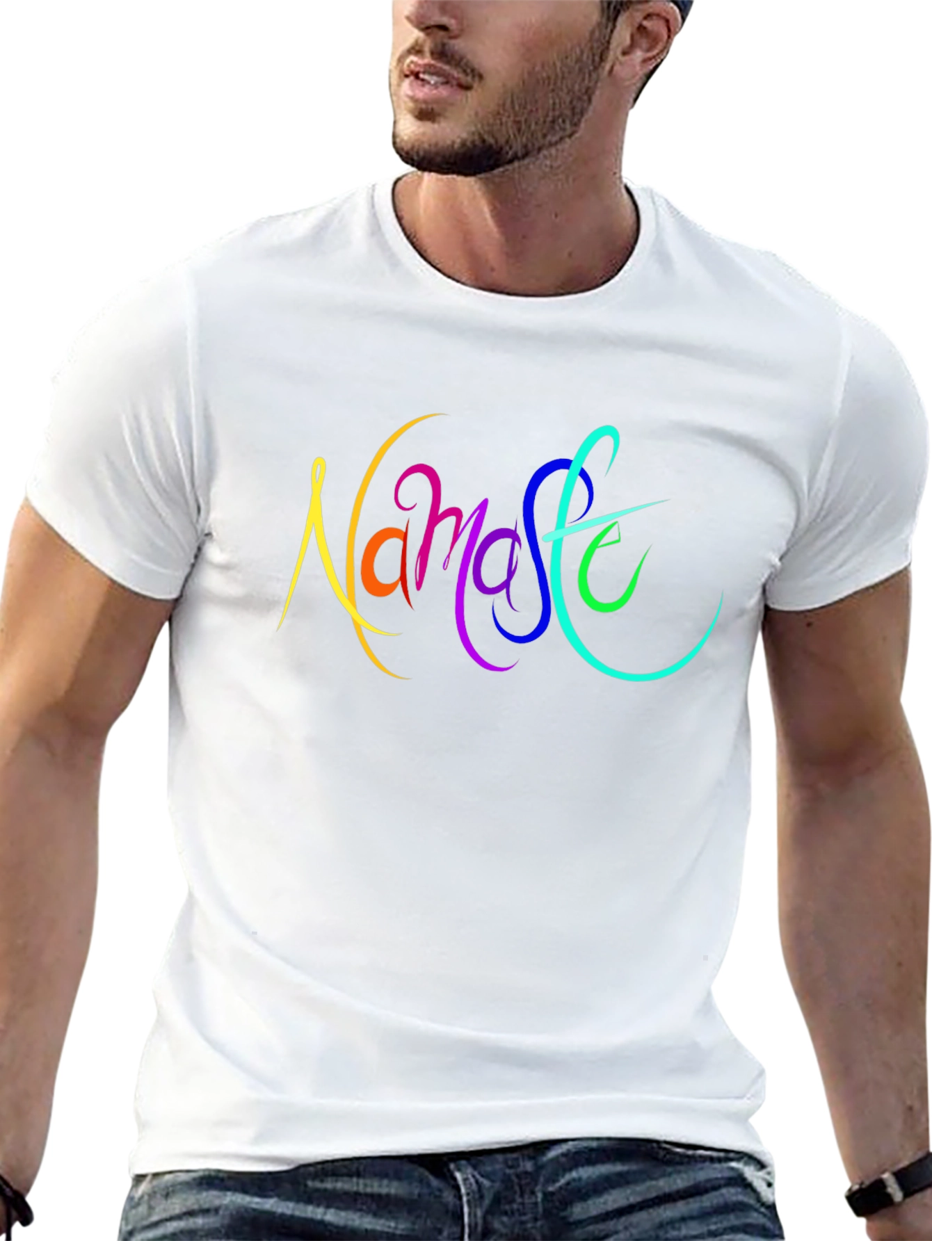 Namaste Rainbow Graphic Black T-Shirt