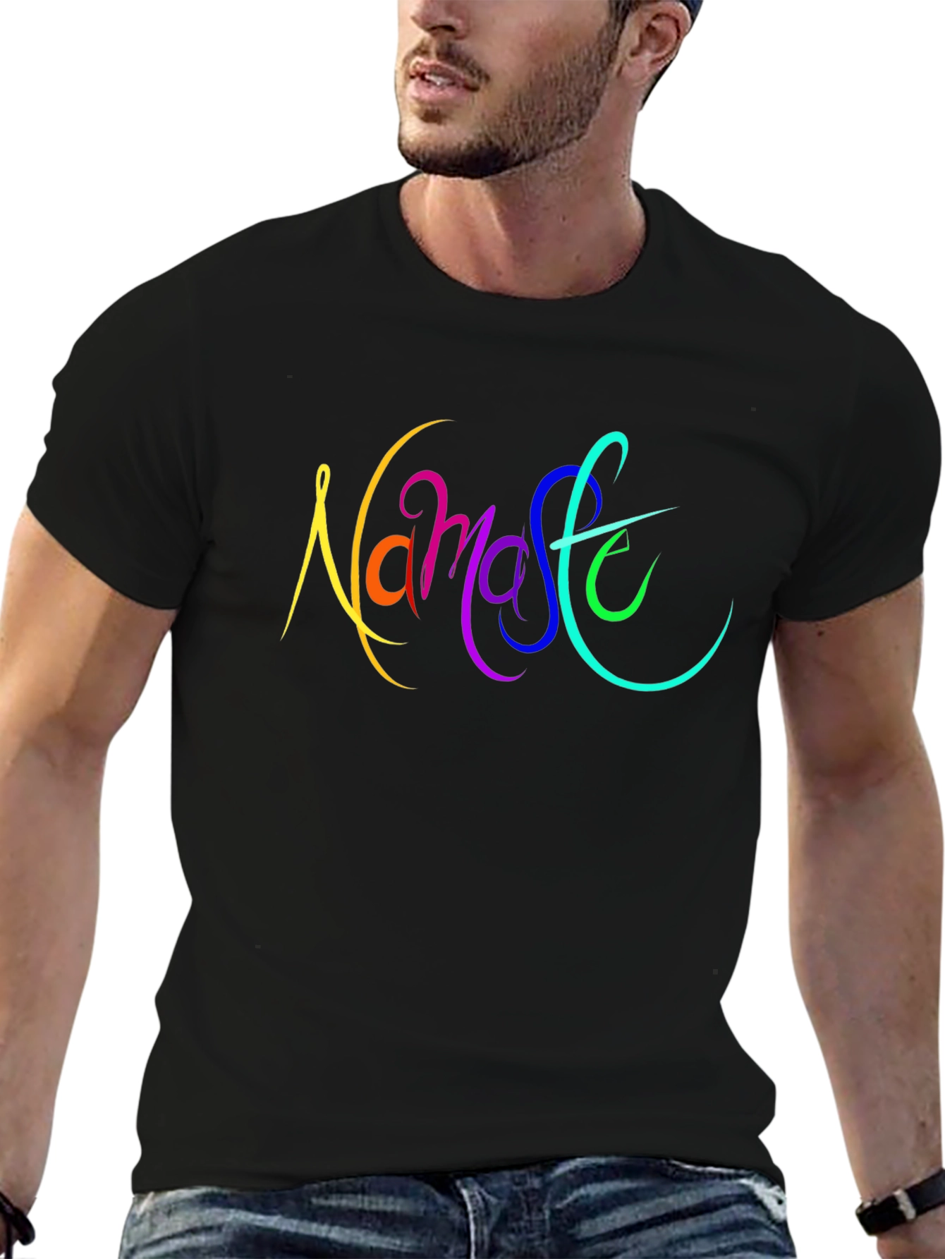 Namaste Rainbow Graphic Black T-Shirt
