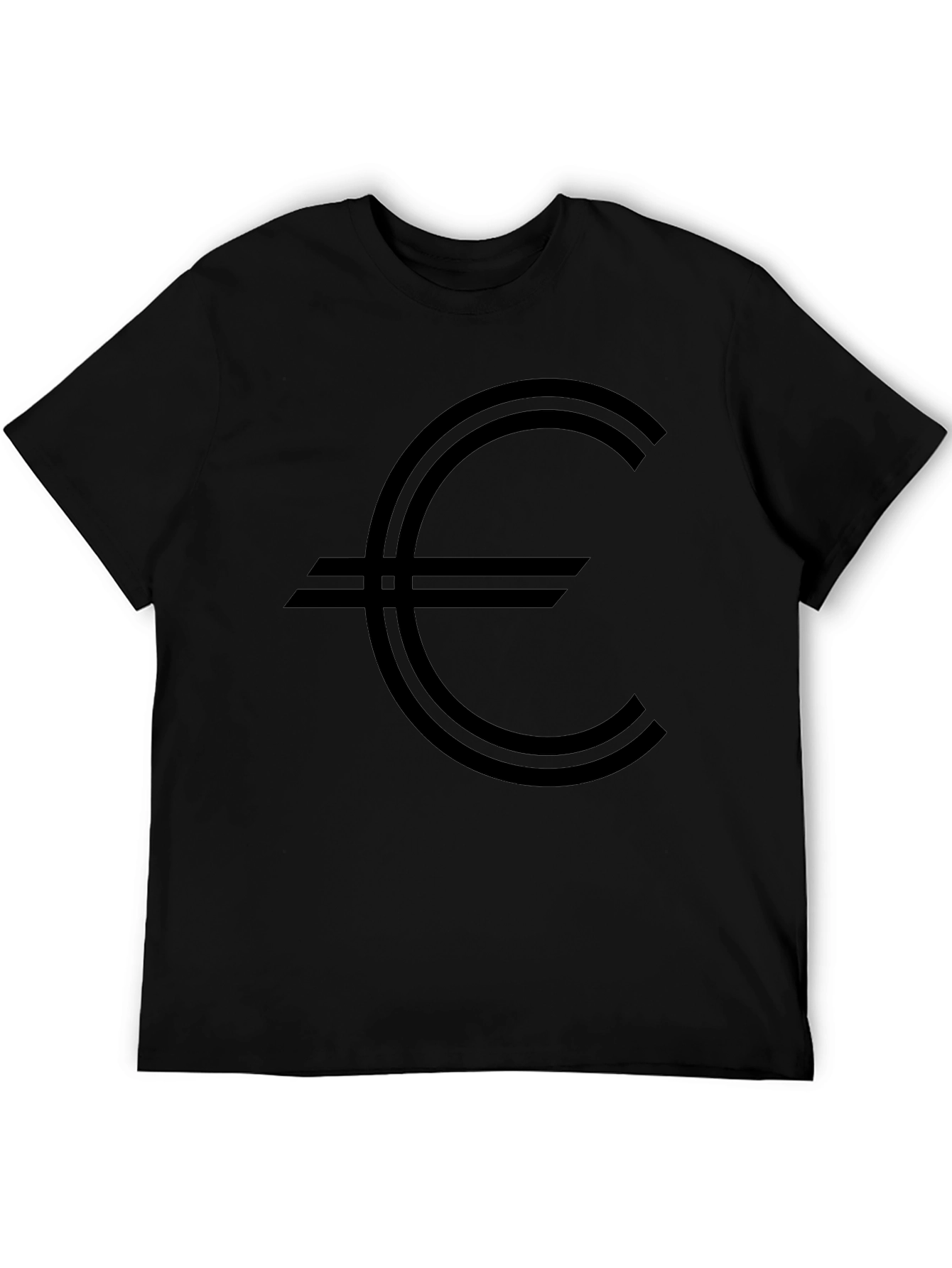 Euro Symbol Graphic Tee - Black Cotton Casual Shirt