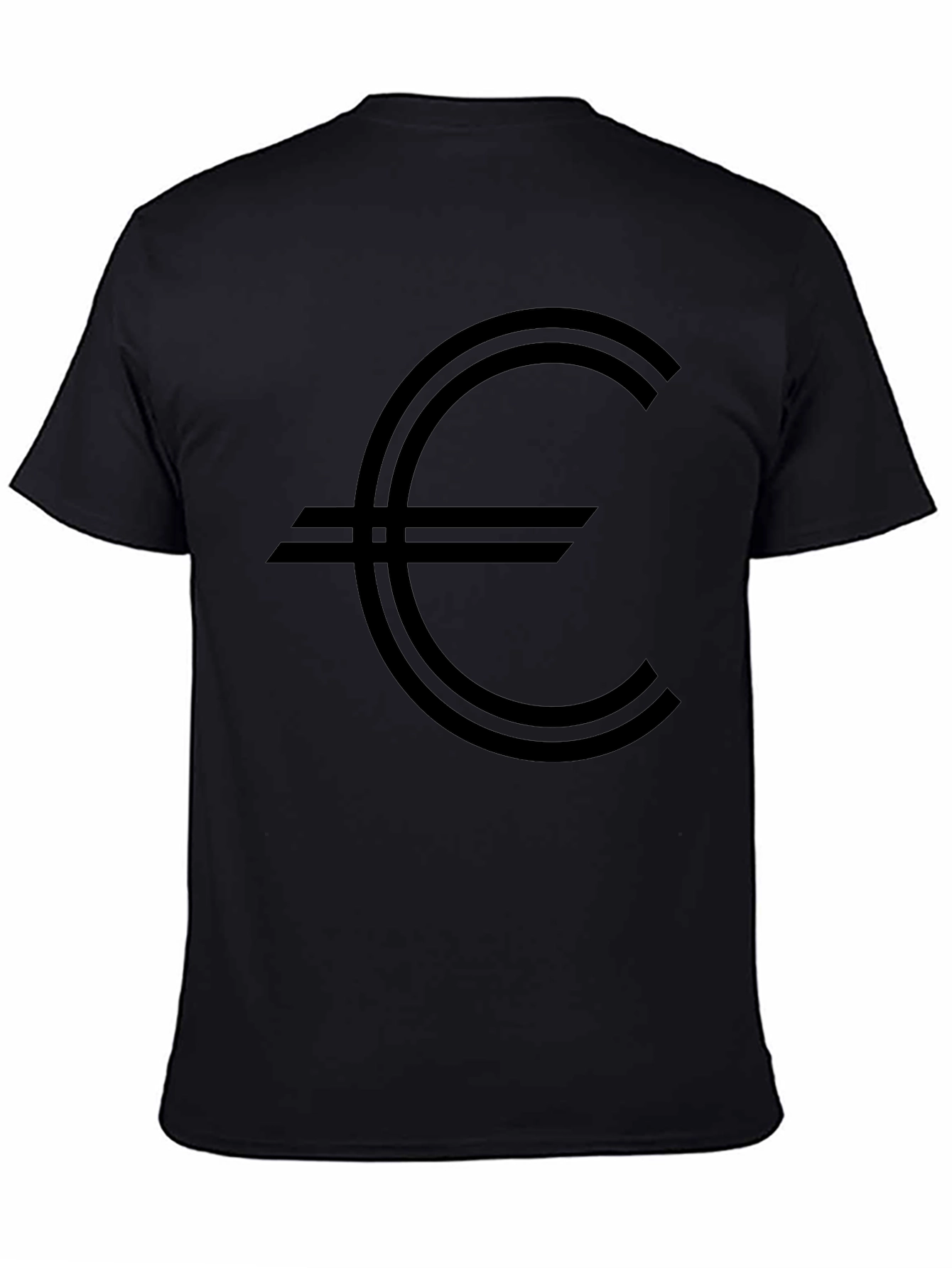 Euro Symbol Graphic Tee - Black Cotton Casual Shirt