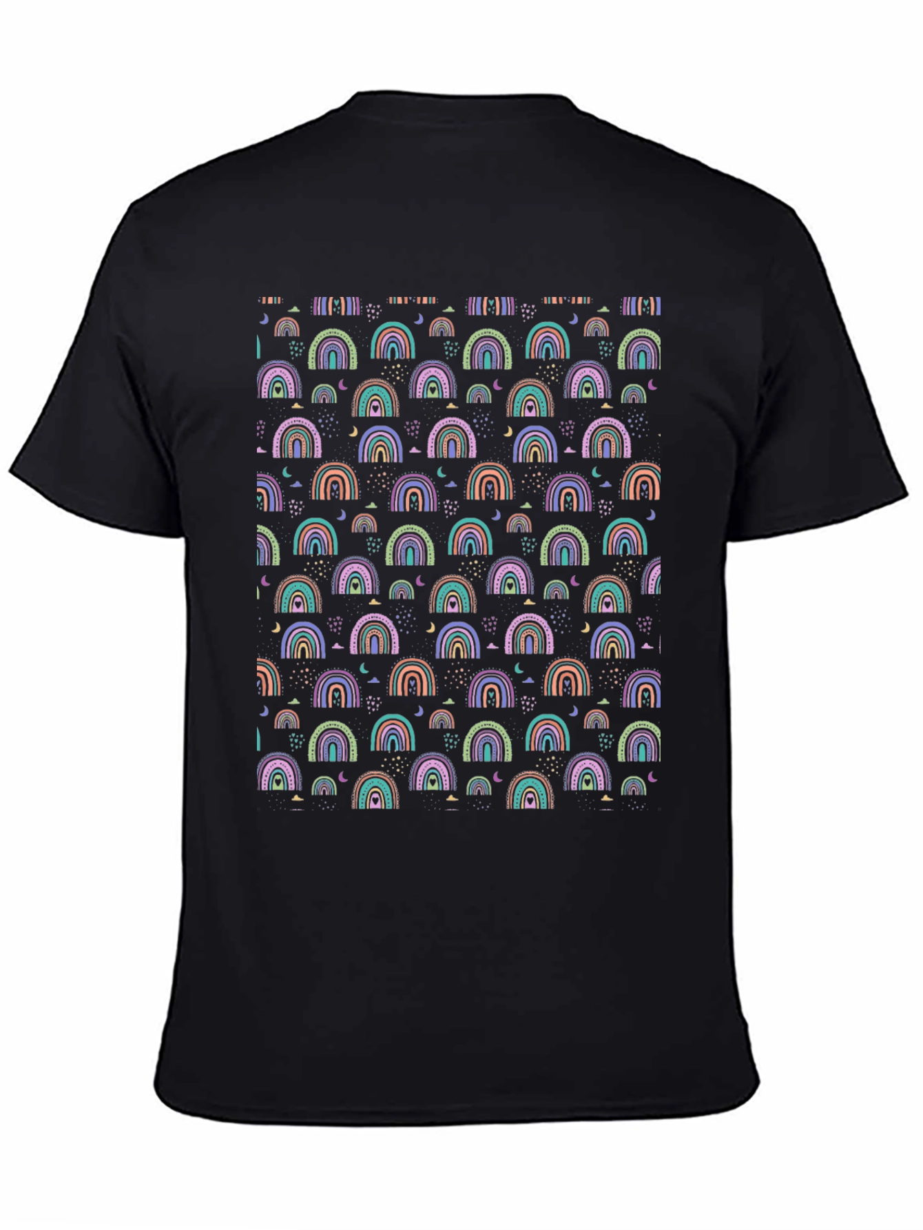 Rainbow Pattern Black T-Shirt