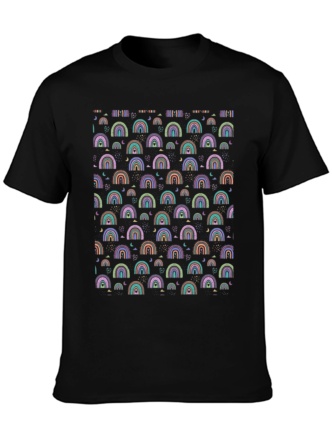 Rainbow Pattern Black T-Shirt