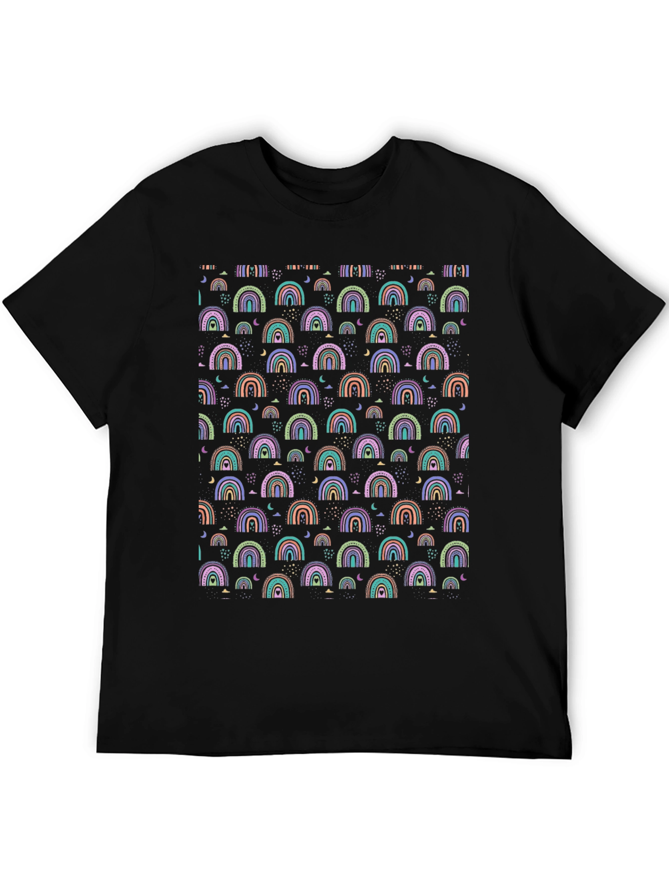 Rainbow Pattern Black T-Shirt