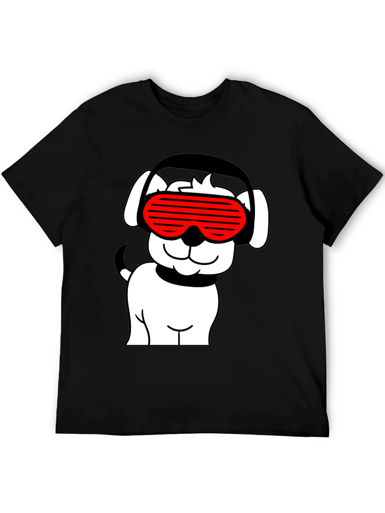 Cool Dog T-Shirt - Black with Red Sunglasses