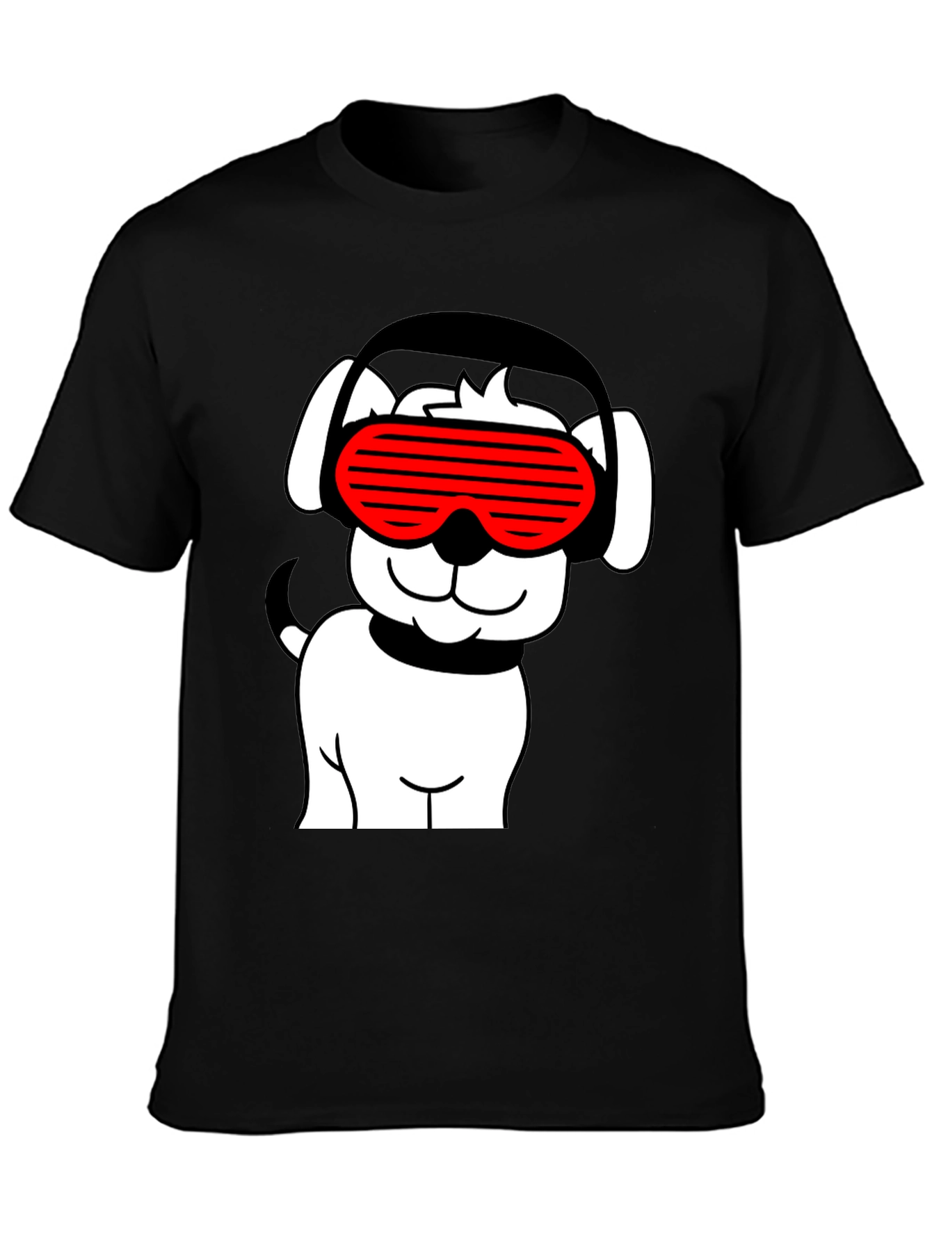 Cool Dog T-Shirt - Black with Red Sunglasses