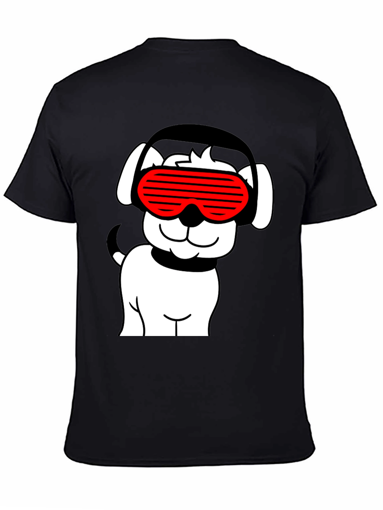 Cool Dog T-Shirt - Black with Red Sunglasses