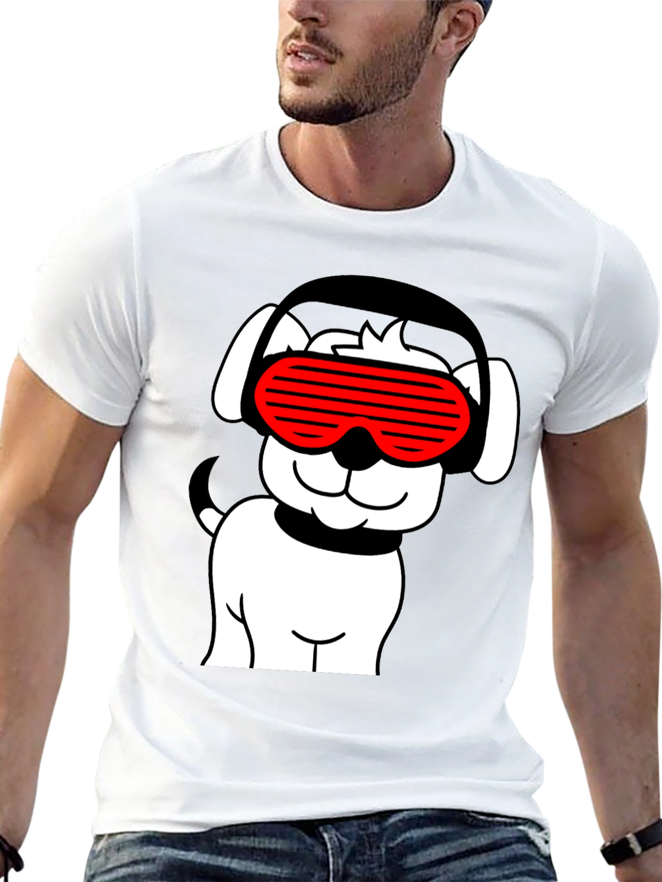 Cool Dog T-Shirt - Black with Red Sunglasses