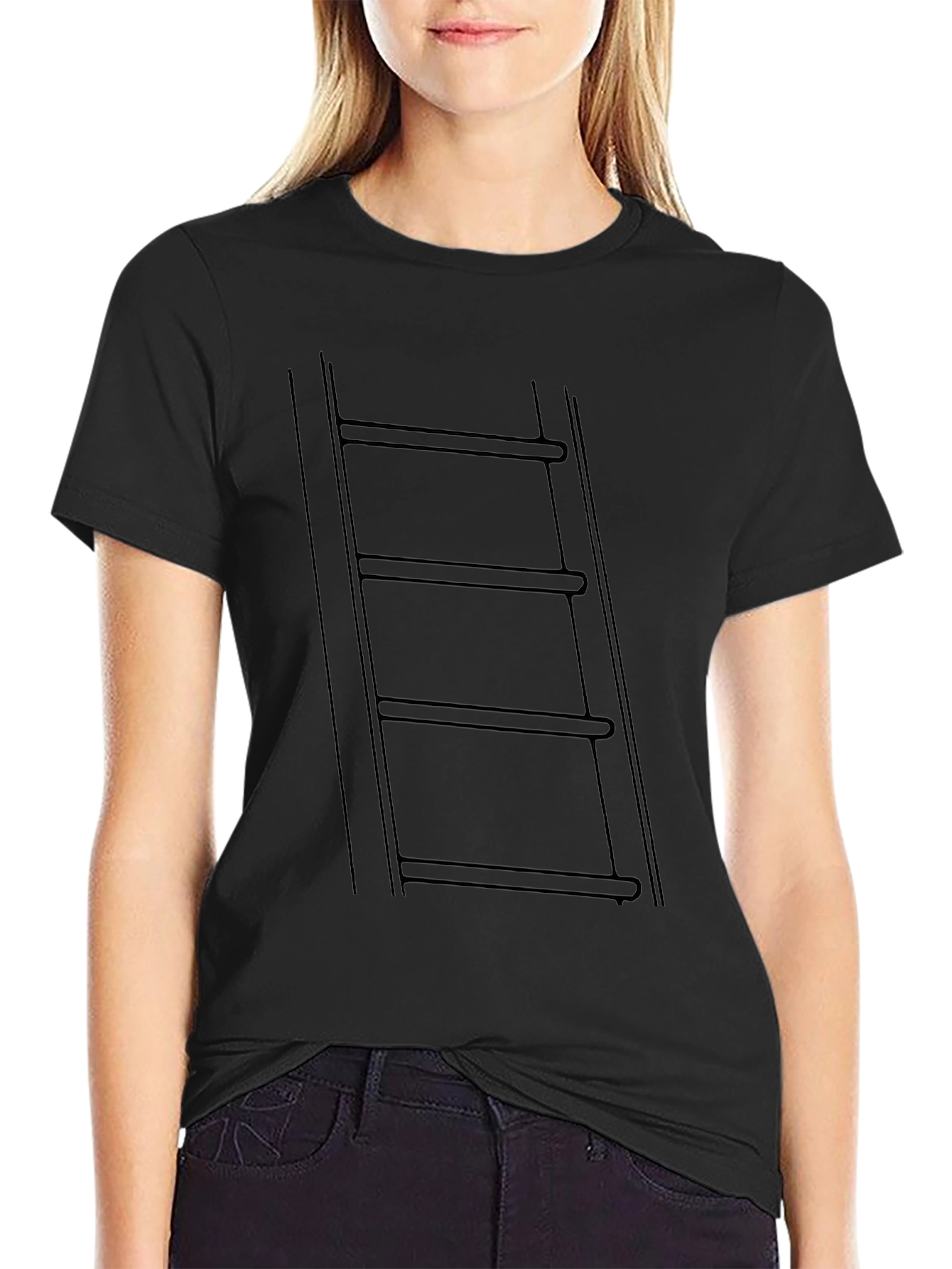 Ladder Graphic Black T-Shirt | Modern Casual Tee