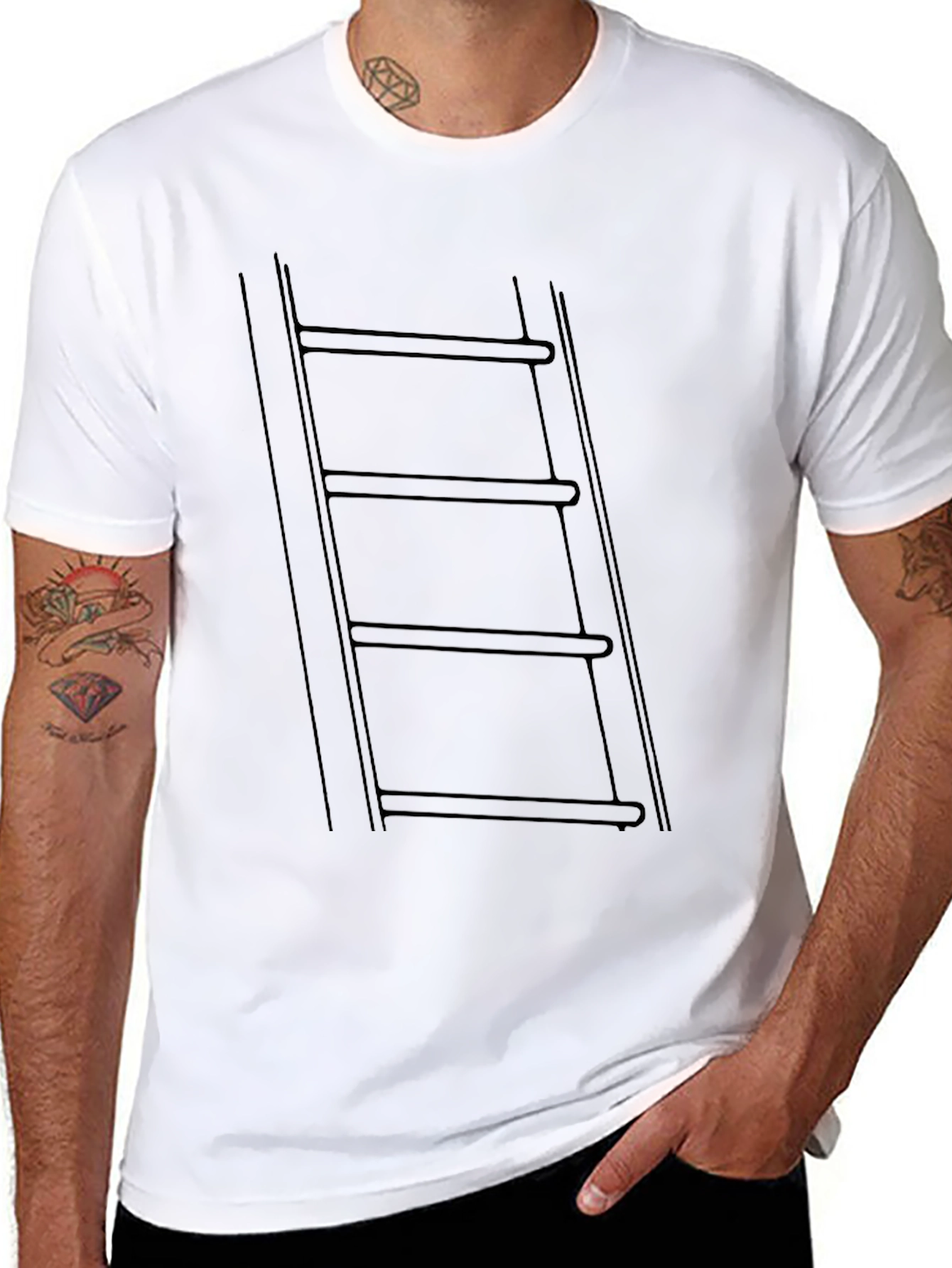 Ladder Graphic Black T-Shirt | Modern Casual Tee