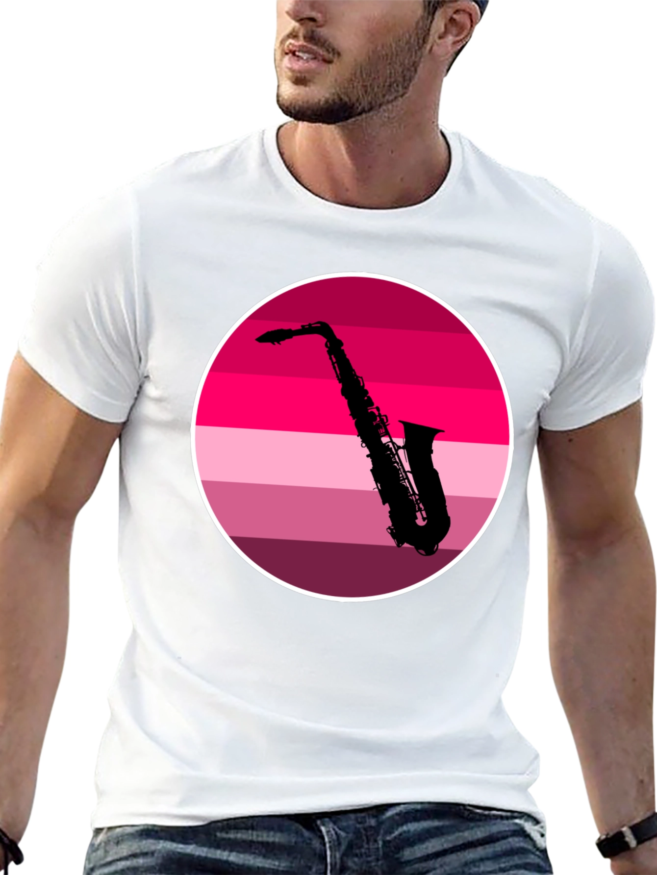 Saxophone Silhouette Tee - Retro Music Vibes