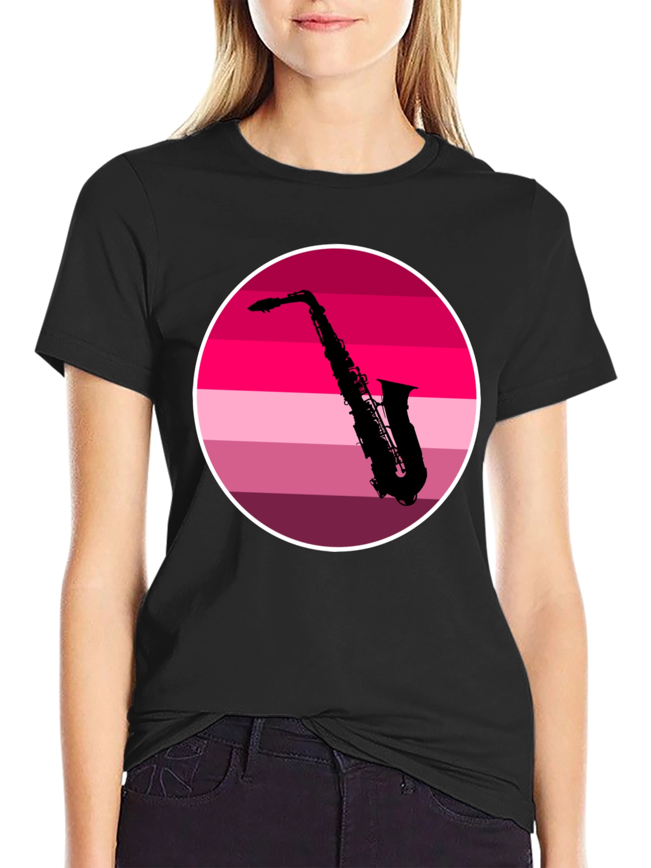 Saxophone Silhouette Tee - Retro Music Vibes