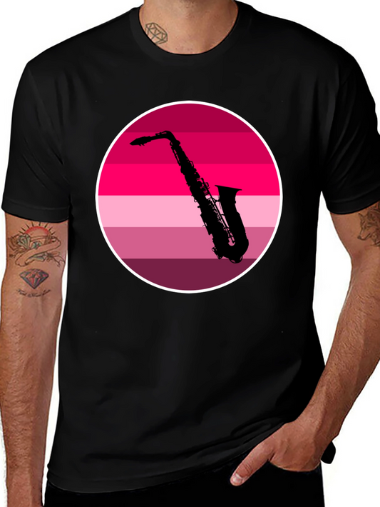 Saxophone Silhouette Tee - Retro Music Vibes