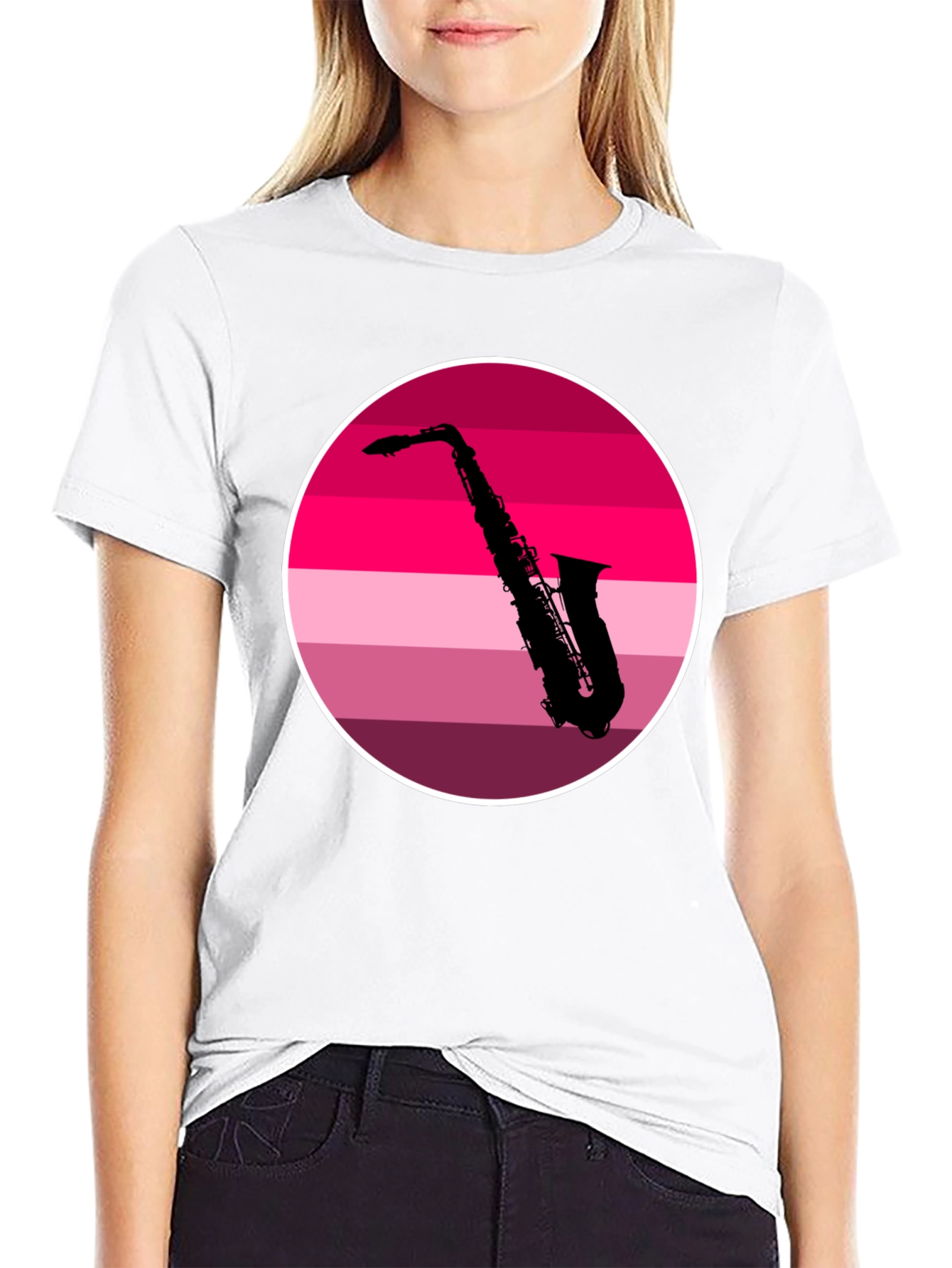 Saxophone Silhouette Tee - Retro Music Vibes