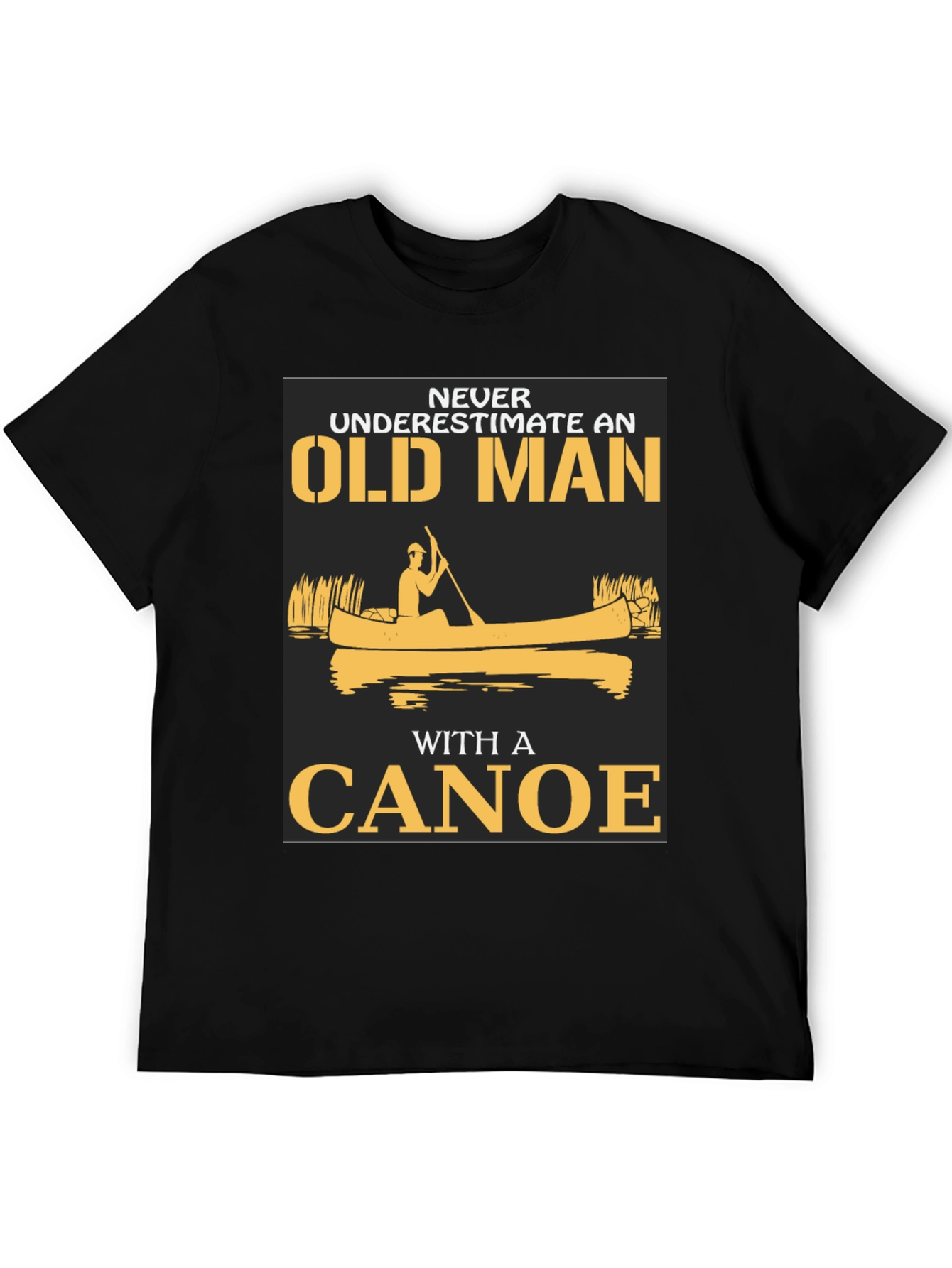 Old Man Canoe Graphic Tee - Black Cotton Blend