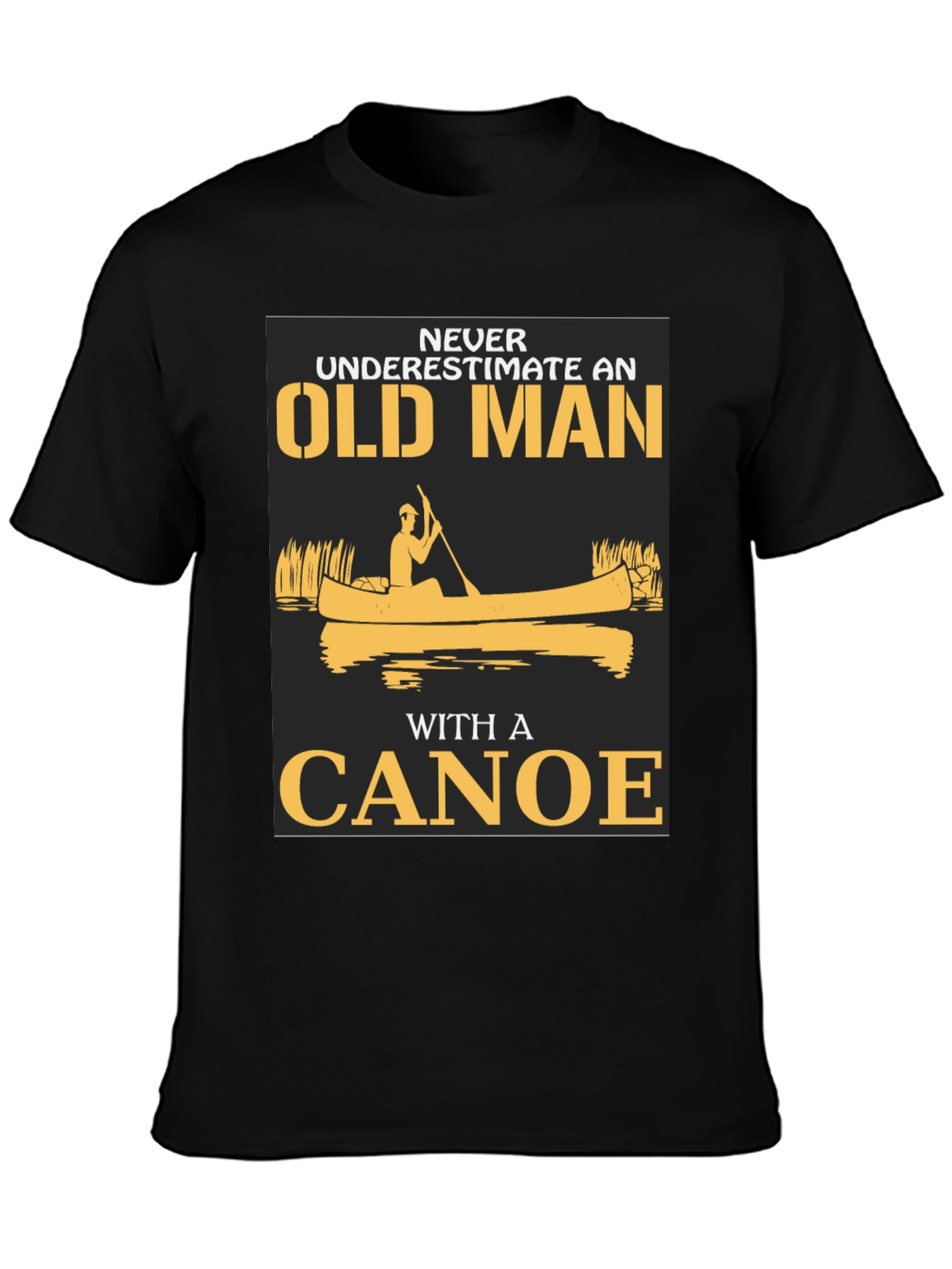 Old Man Canoe Graphic Tee - Black Cotton Blend