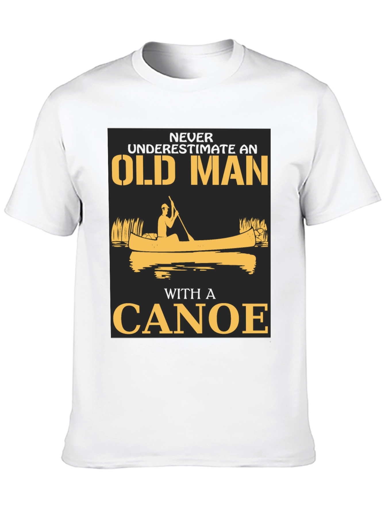 Old Man Canoe Graphic Tee - Black Cotton Blend