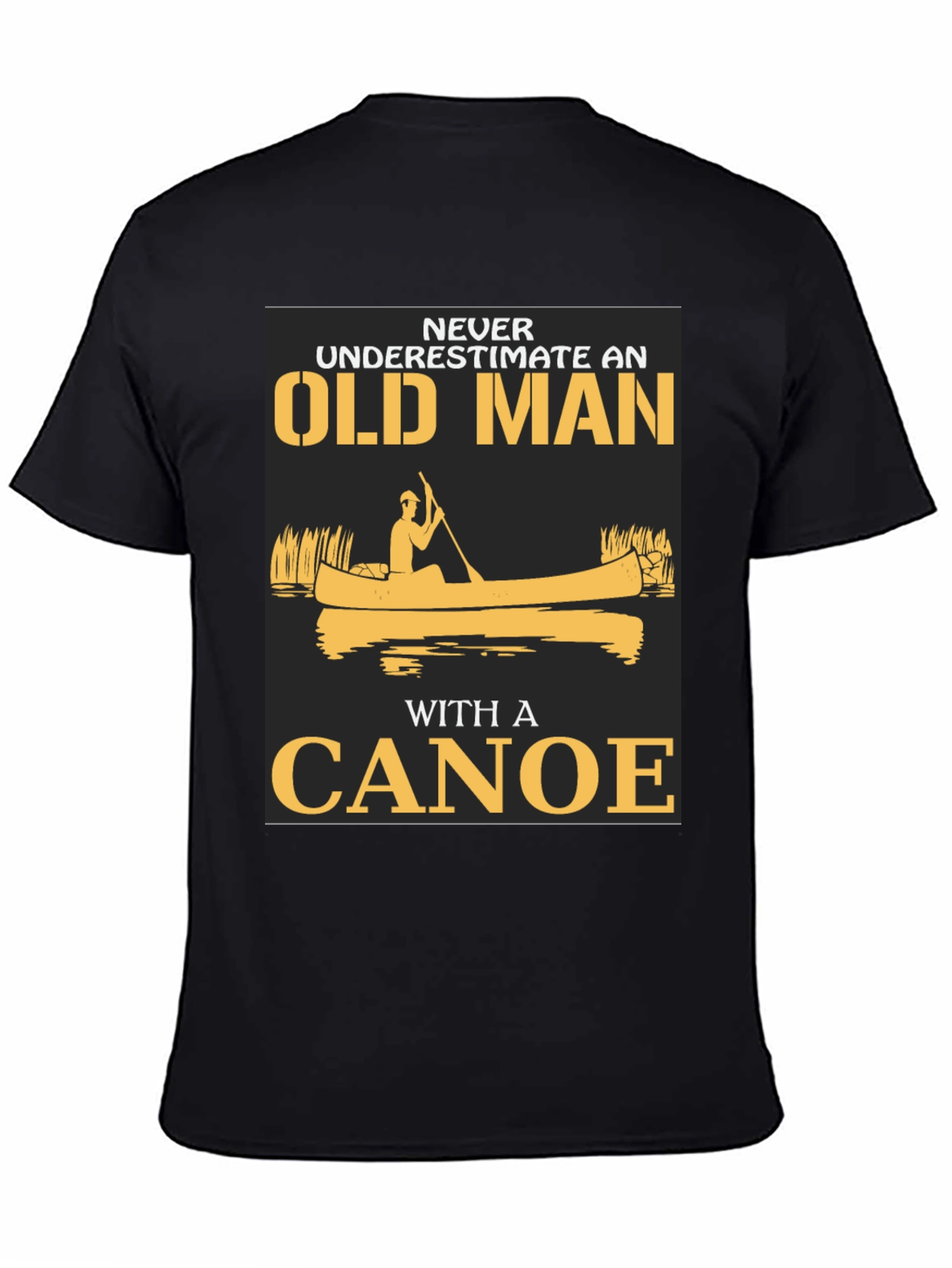 Old Man Canoe Graphic Tee - Black Cotton Blend
