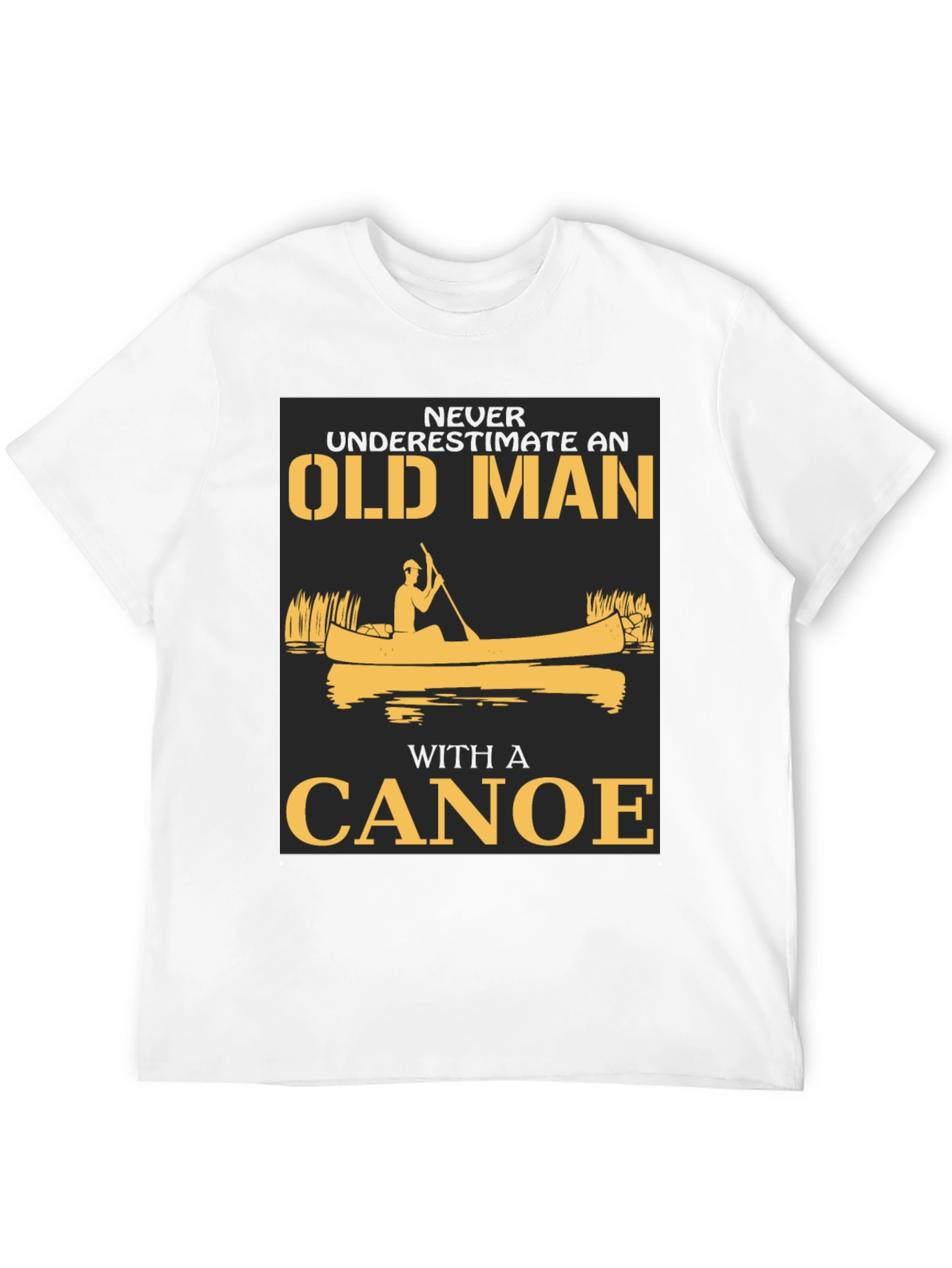 Old Man Canoe Graphic Tee - Black Cotton Blend