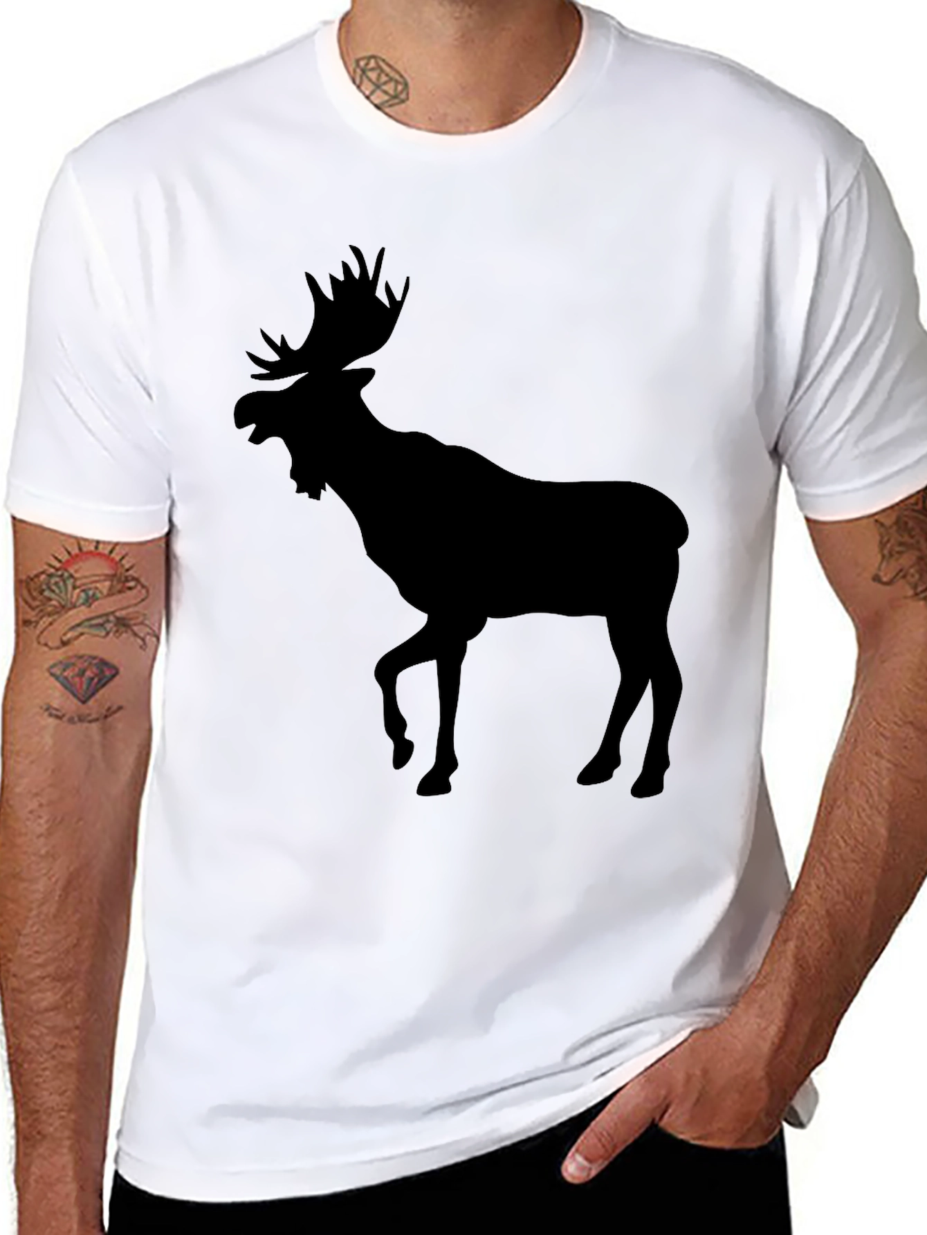 Moose Silhouette T-Shirt - Black Wildlife Tee