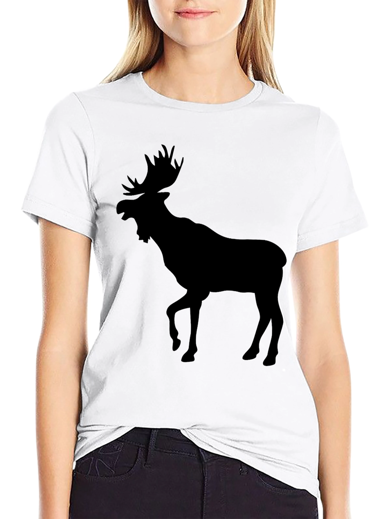 Moose Silhouette T-Shirt - Black Wildlife Tee