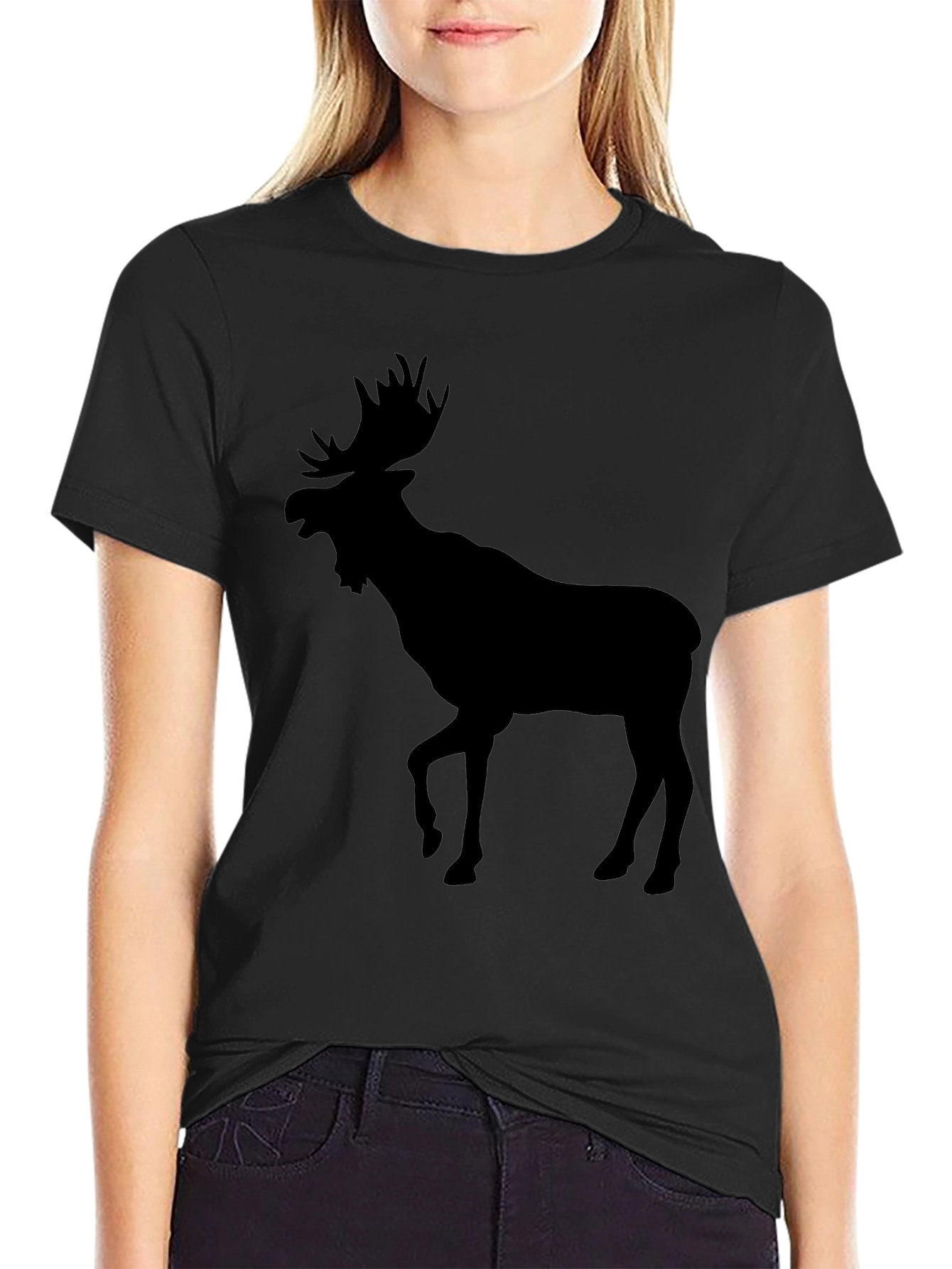 Moose Silhouette T-Shirt - Black Wildlife Tee