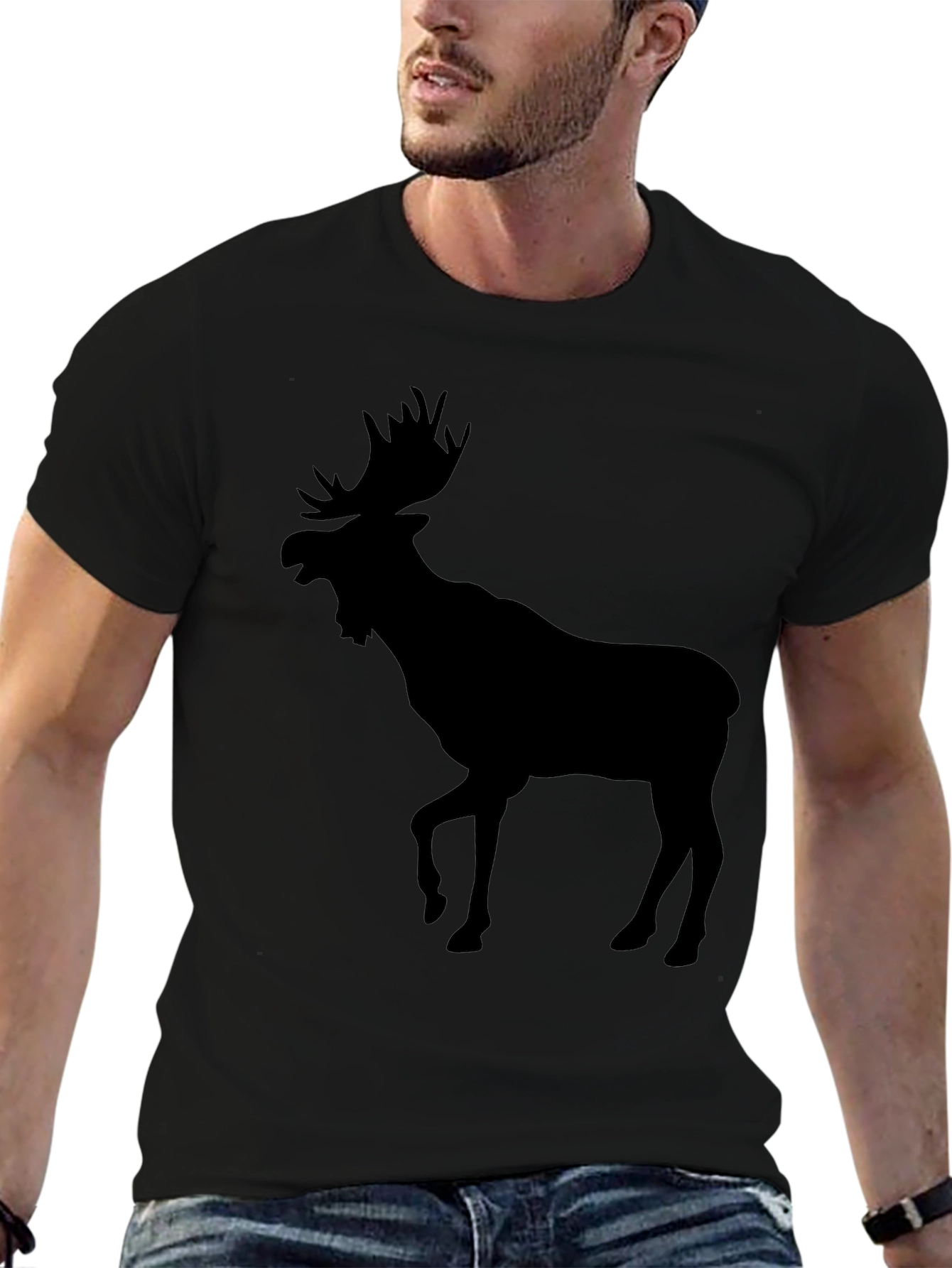 Moose Silhouette T-Shirt - Black Wildlife Tee
