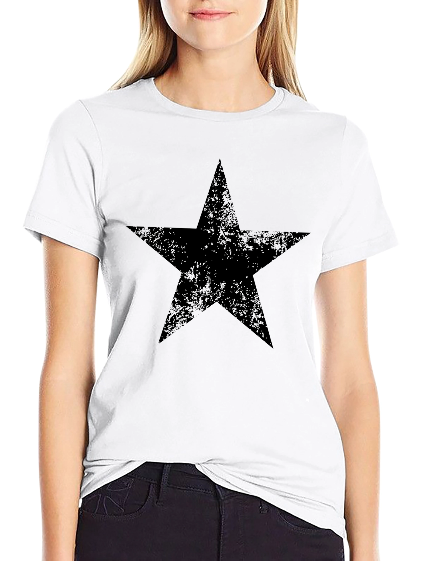 Distressed Star Graphic Black T-Shirt