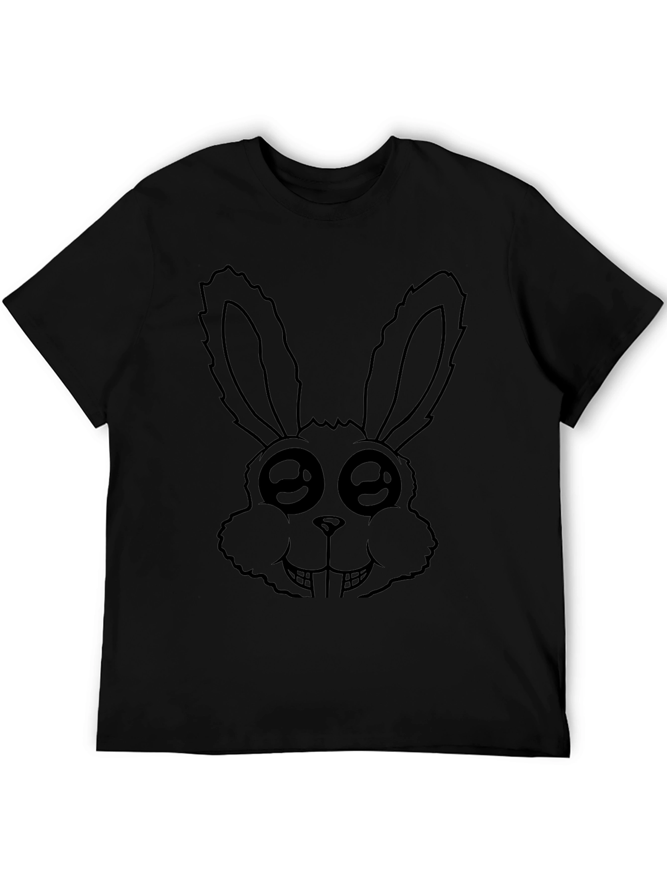 Creepy Cute Bunny Graphic Tee - Black Cotton