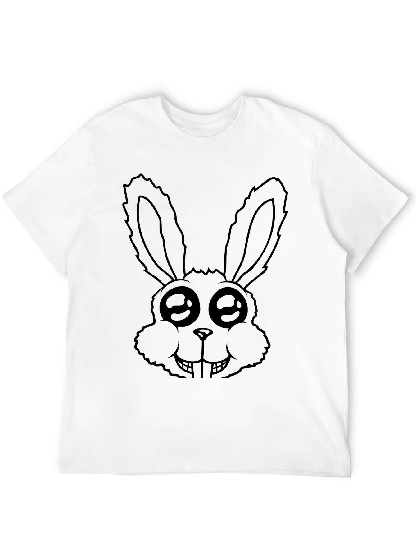 Creepy Cute Bunny Graphic Tee - Black Cotton
