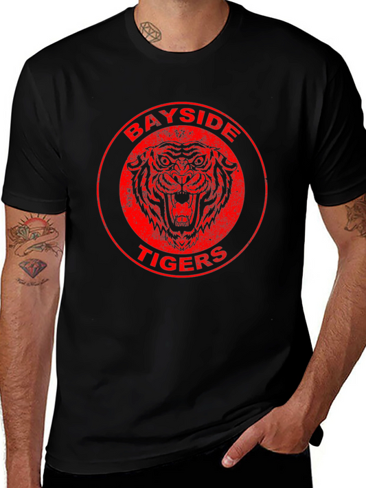 Bayside Tigers Graphic Tee - Red Circle Logo Black Shirt