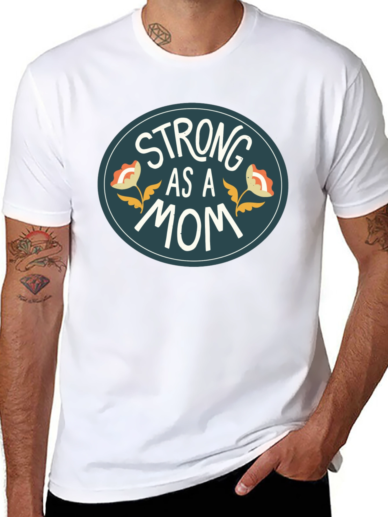 Strong As A Mom Black Graphic Tee