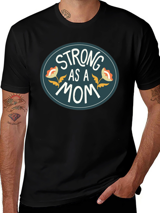 Strong As A Mom Black Graphic Tee