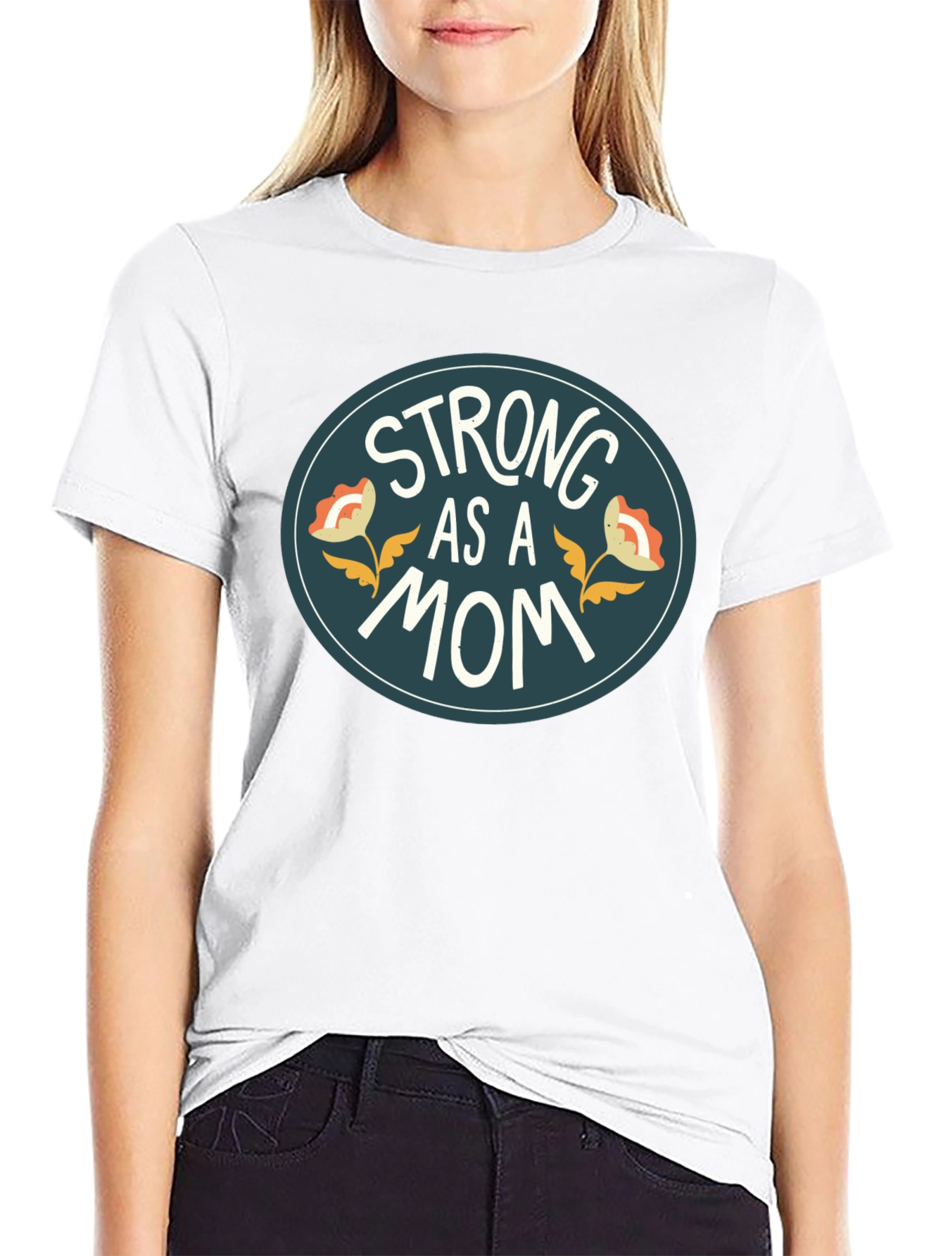 Strong As A Mom Black Graphic Tee