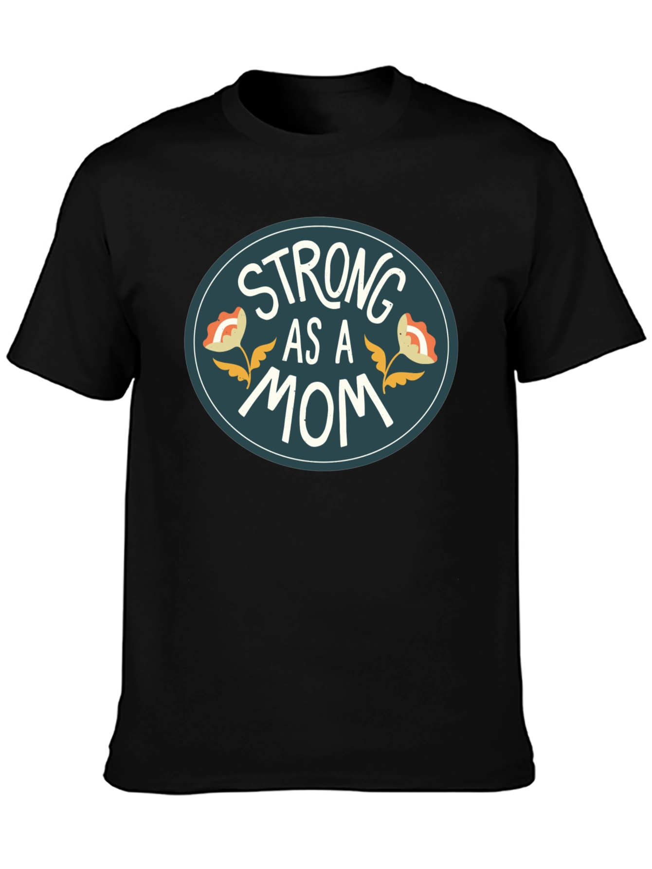 Strong As A Mom Black Graphic Tee