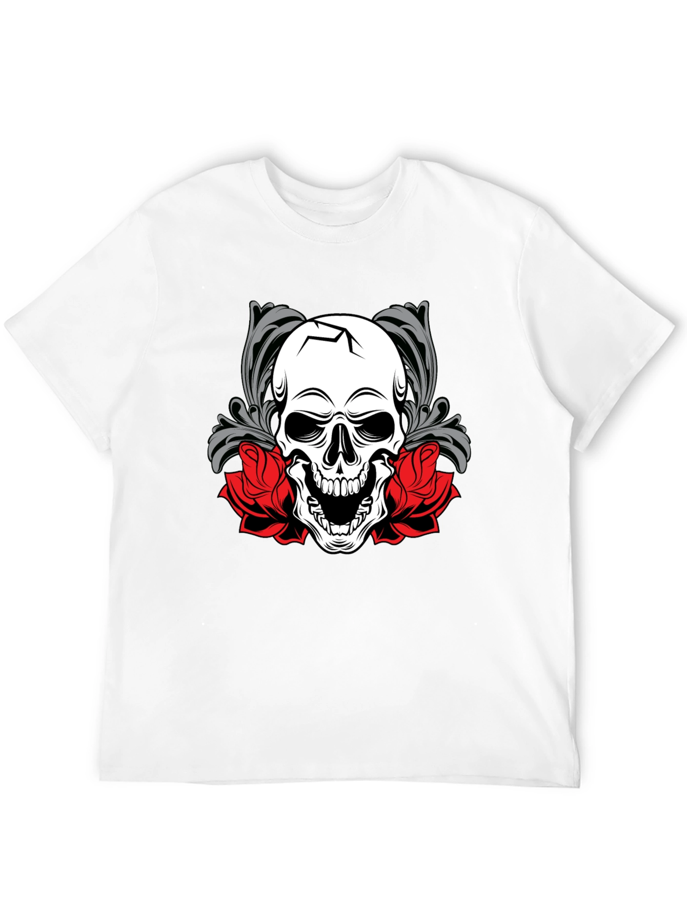 Skull & Roses Graphic Tee - Mens Black T-Shirt