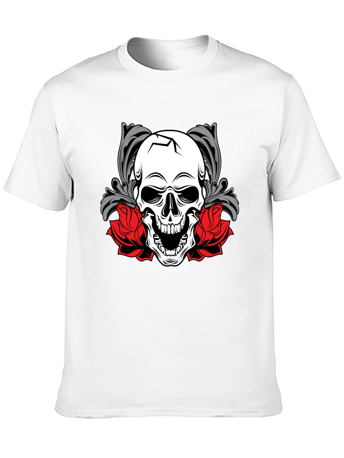 Skull & Roses Graphic Tee - Mens Black T-Shirt