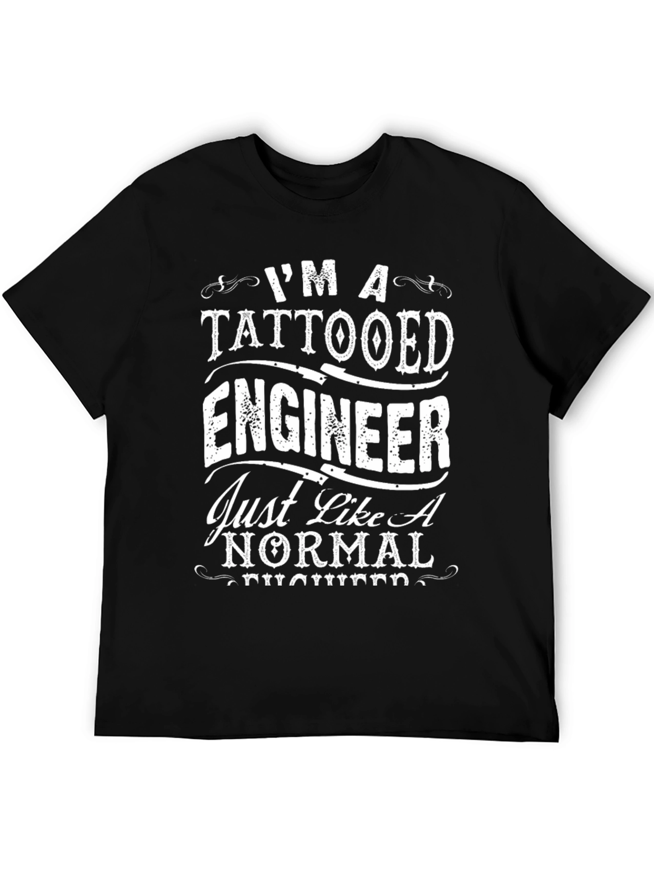 Tattooed Engineer Graphic Tee - Black Crew Neck