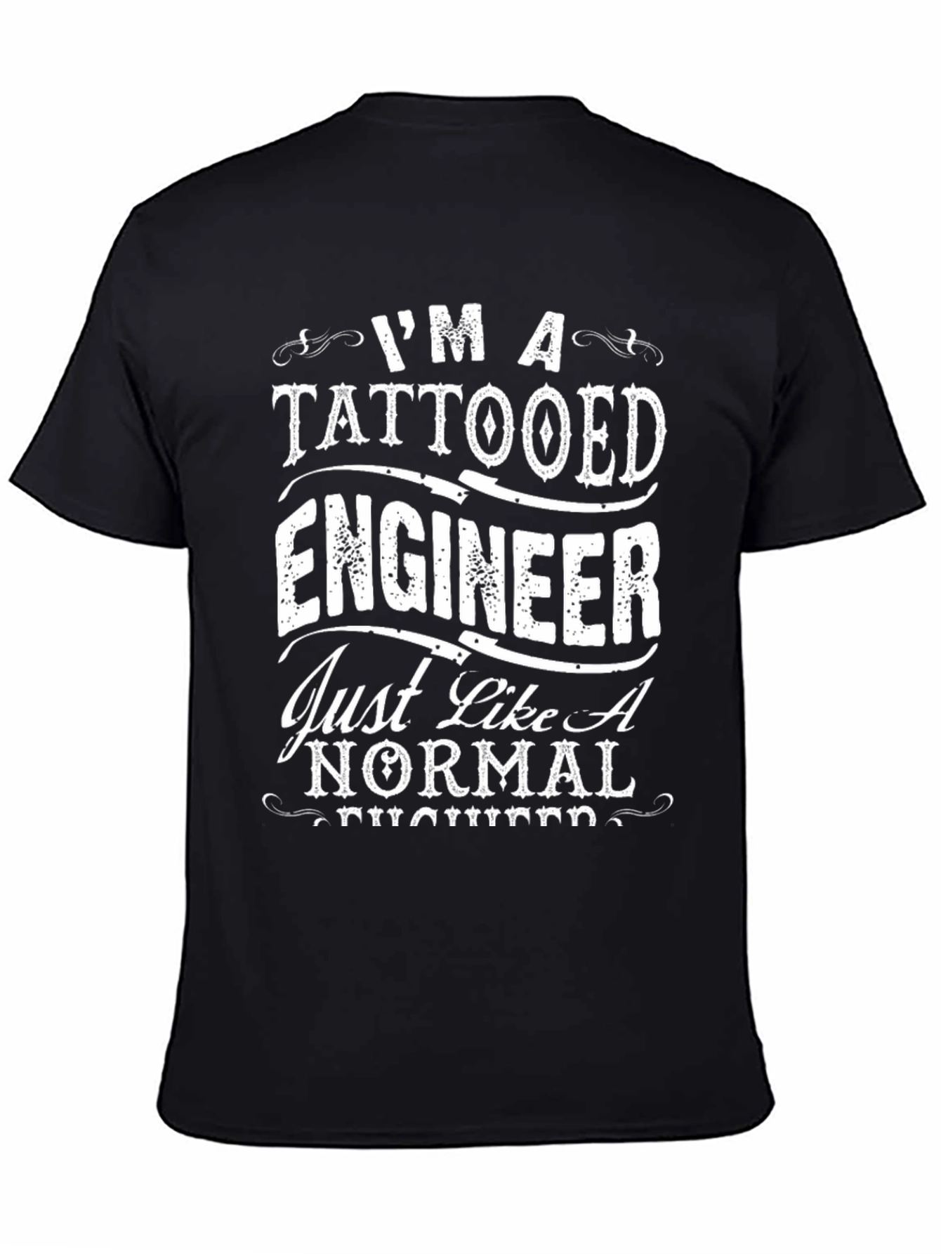 Tattooed Engineer Graphic Tee - Black Crew Neck