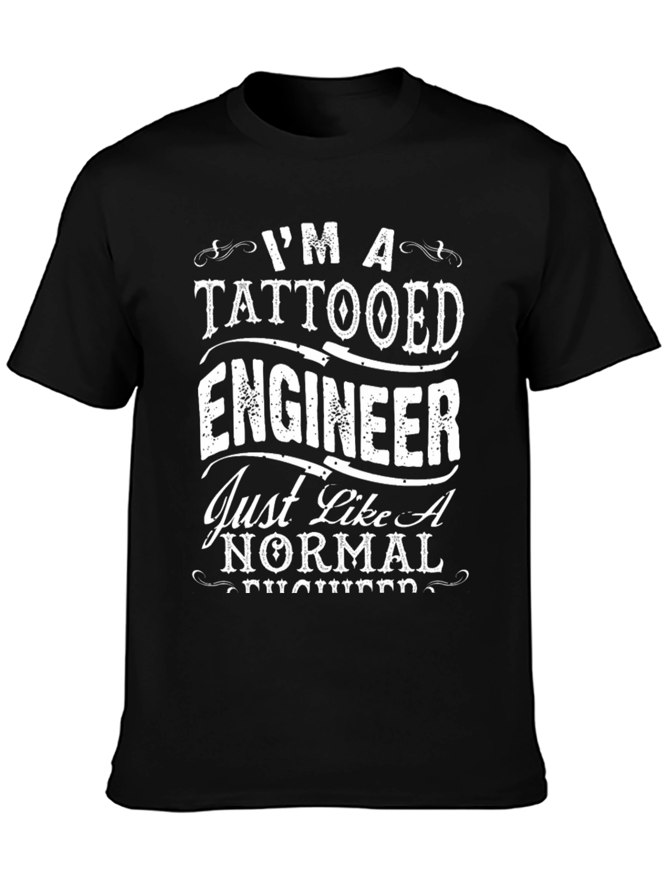 Tattooed Engineer Graphic Tee - Black Crew Neck