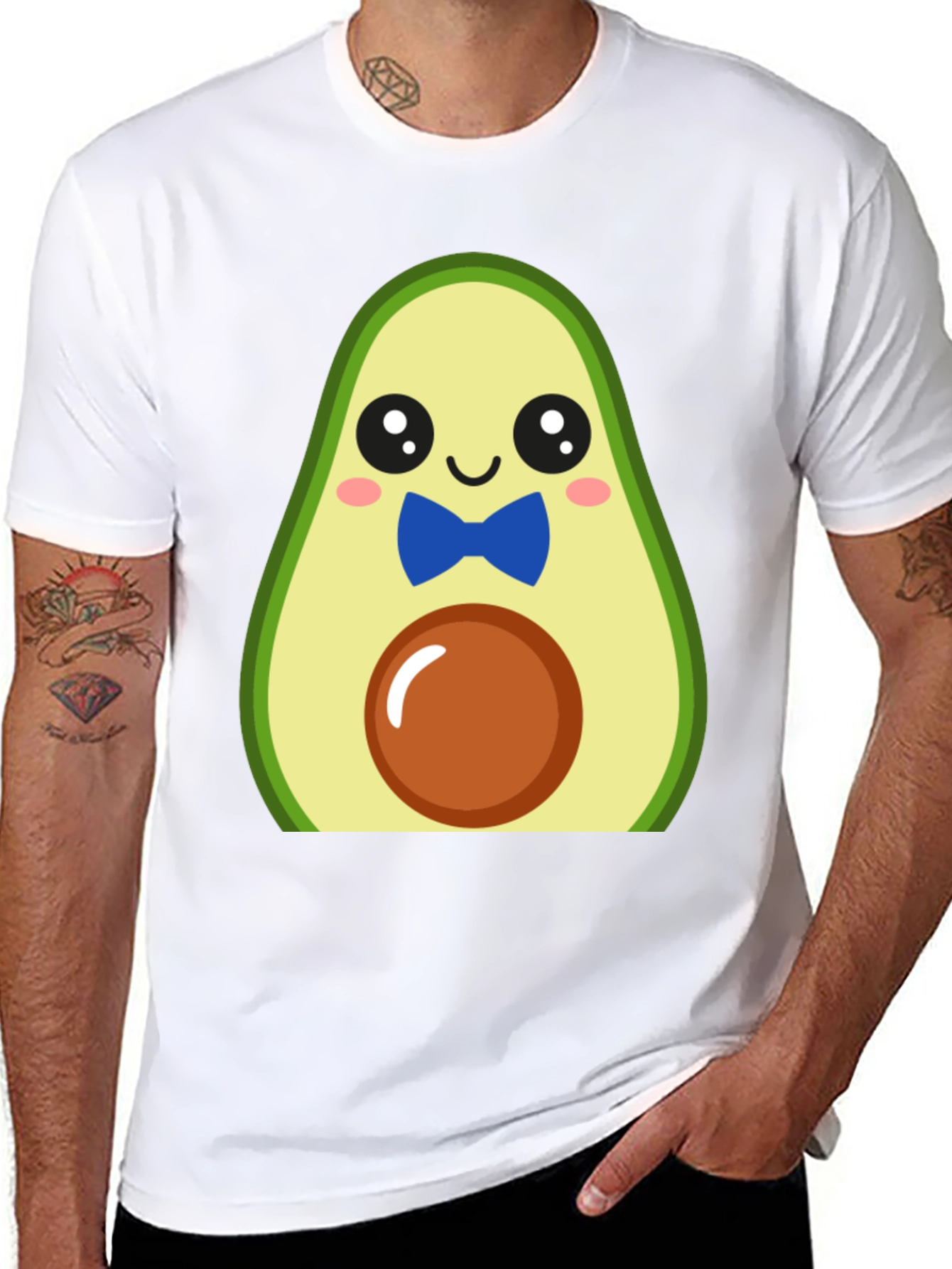 Cute Avocado Cartoon T-Shirt - Mens Black Tee