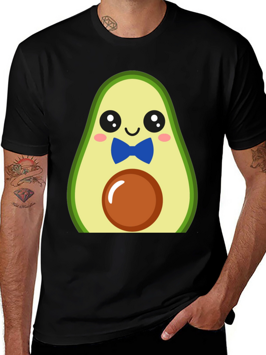 Cute Avocado Cartoon T-Shirt - Mens Black Tee