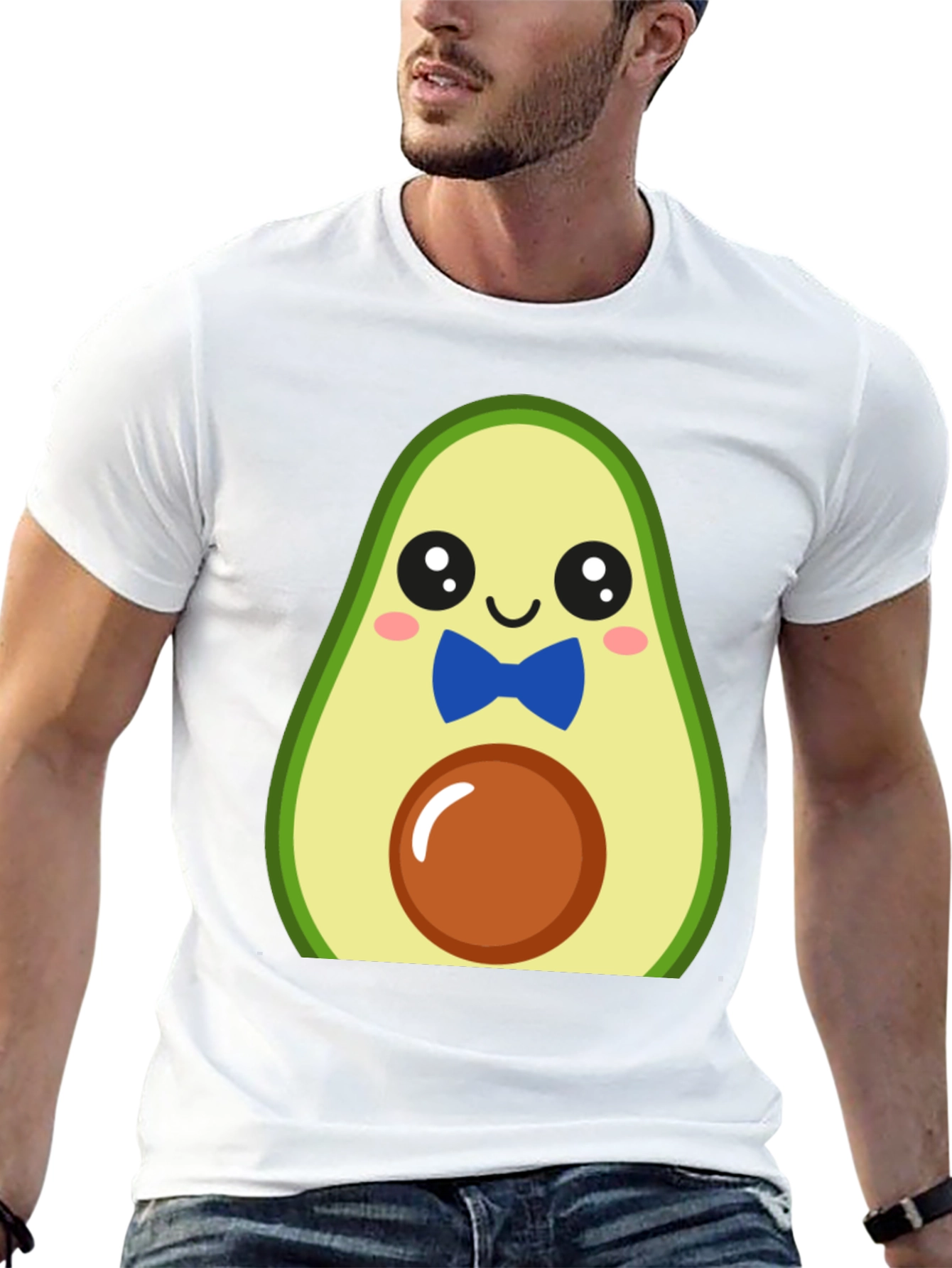 Cute Avocado Cartoon T-Shirt - Mens Black Tee