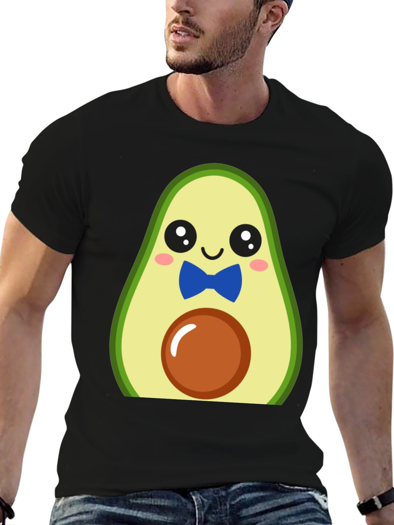 Cute Avocado Cartoon T-Shirt - Mens Black Tee