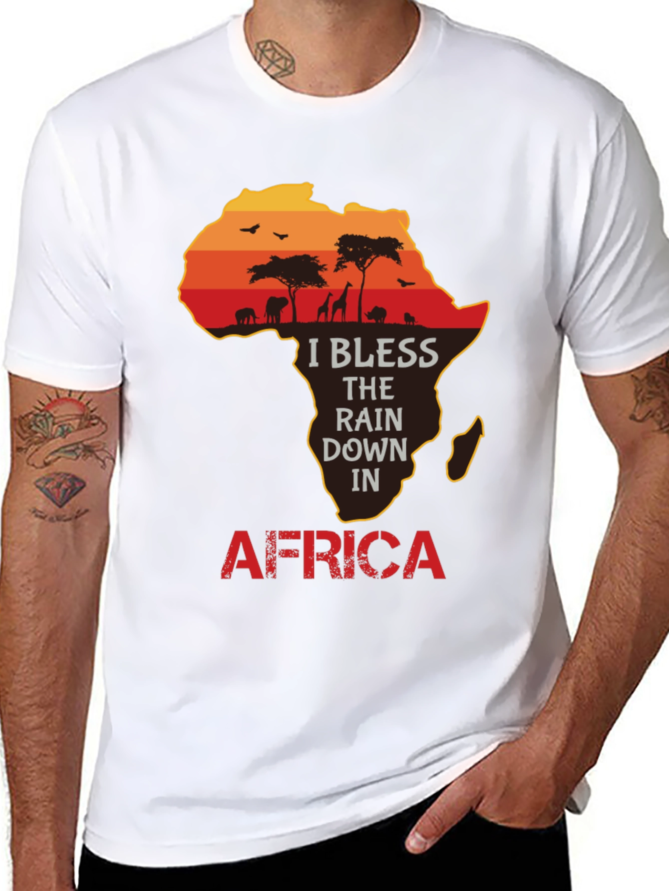 Africa Silhouette Graphic T-Shirt - I Bless the Rains