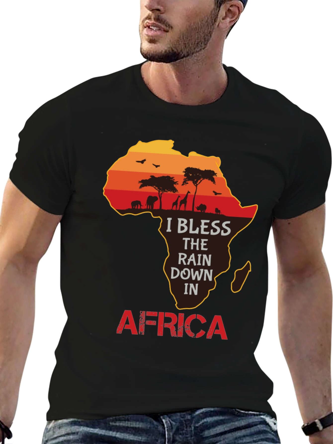 Africa Silhouette Graphic T-Shirt - I Bless the Rains